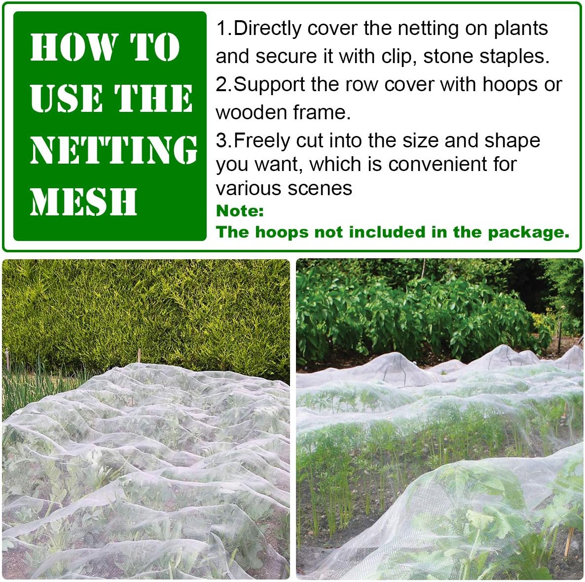 Ultra Fine Garden Mesh Netting, FARAER Plant Covers 8'x24' Garden Netting for Protect Vegetable Plants Fruits Flowers Crops Greenhouse Row Cover Protection Mesh Net Patio Gazebo Screen Barrier Net