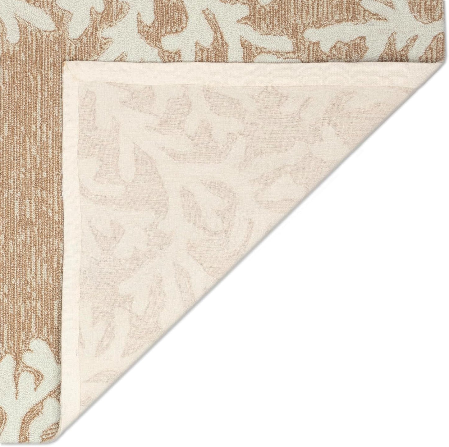 Liora Manne CAPRI Indoor/Outdoor Handmade Synthetic Blend Durable Area Rug - Traditional Border Coastal Beach Accent (Coral Border Neutral) (5' Round)