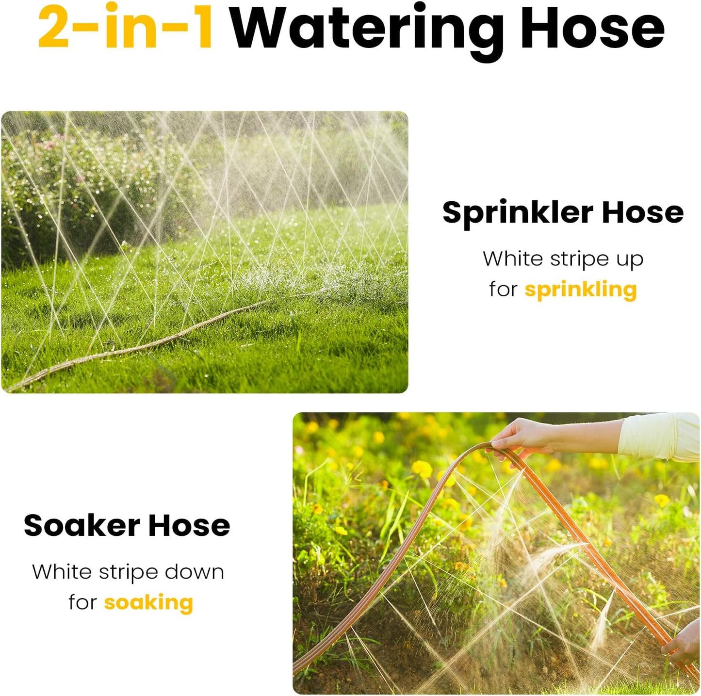 LINEX Sprinkler Soaker Hose 50 ft for Garden, Watering Hose with Holes, High-Efficiency Sprinklers System for Lawn and Garden with Staples
