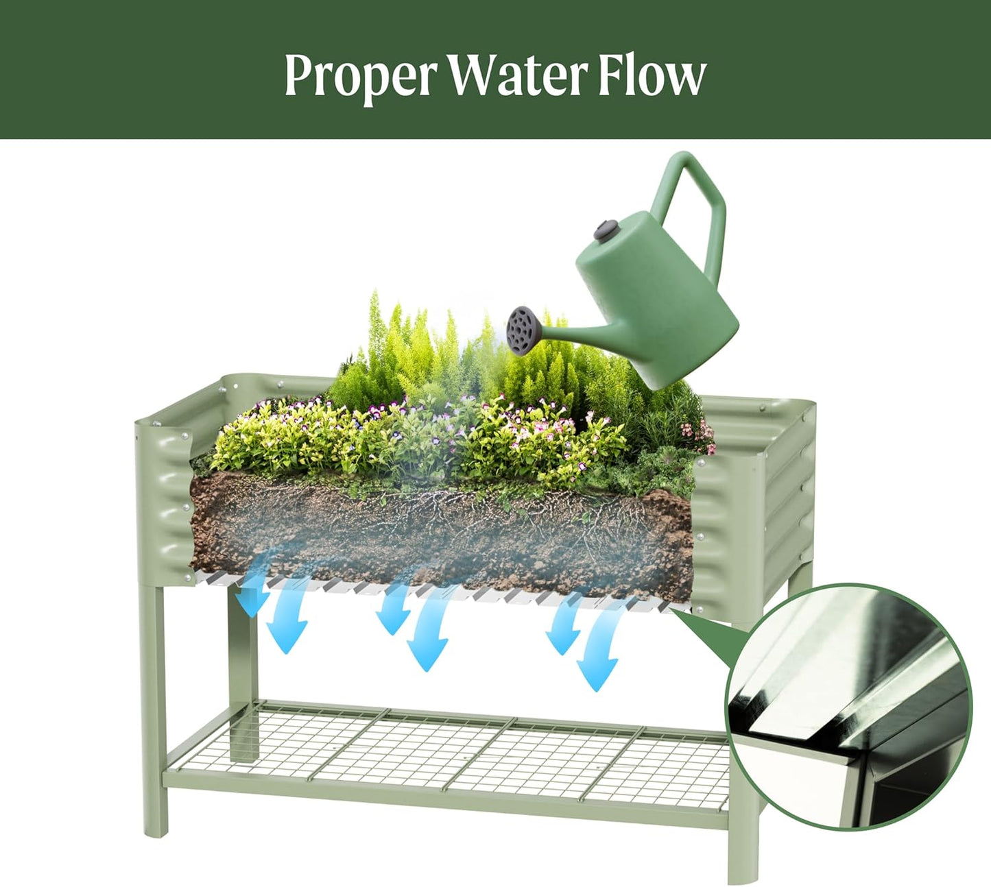 Elevated Raised Garden Bed-V Series, 2' x 6' Garden Beds with Legs & Storage Rack for Patio Porch, 1000 Lbs Weight Capacity, Outdoor Planter Boxes for Gardening Herbs Vegetables Flowers, Pearl White