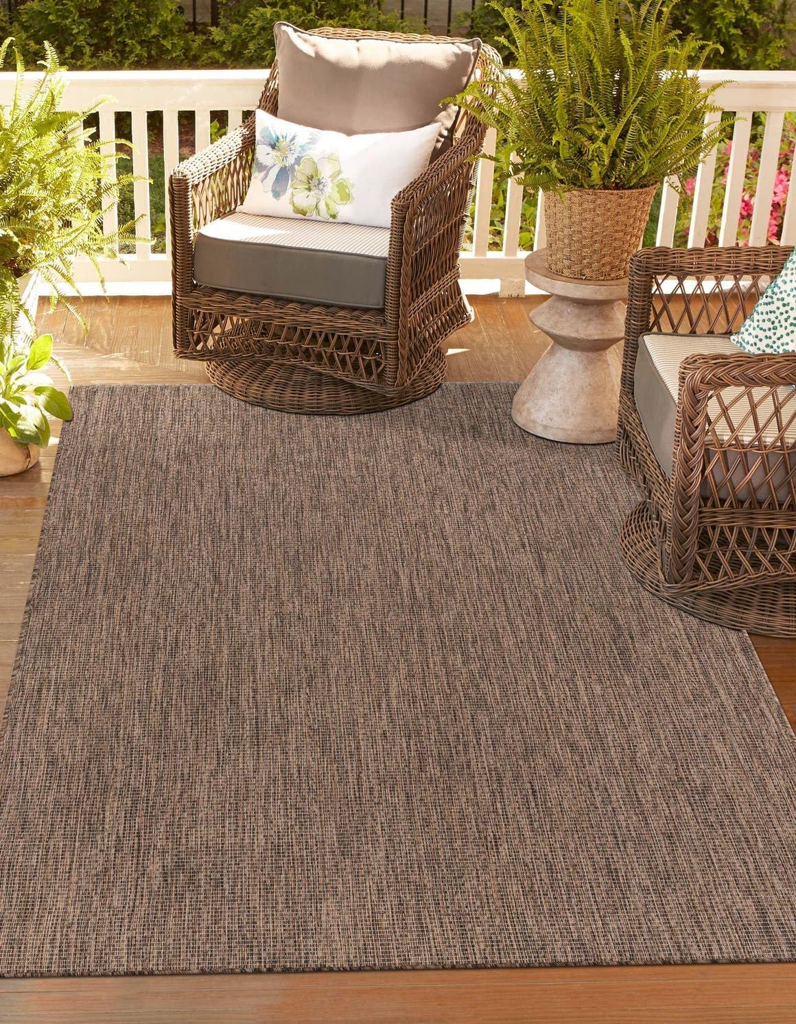 Unique Loom Outdoor Solid Collection Area Rug (2' x 3' 1" Rectangle Light Brown/Ivory)
