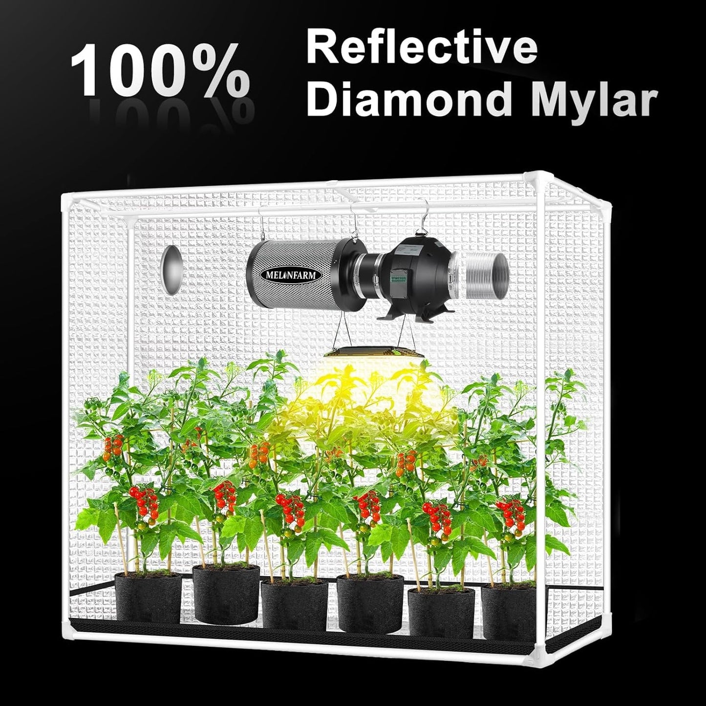 MELONFARM 4x2 Grow Tent, 48"x24"x72" Double Transparent Viewing Door Indoor Grow Tent, Growing Tent with High Reflective Mylar & Floor Tray, Plant Tent for Indoor Hydroponics Growing