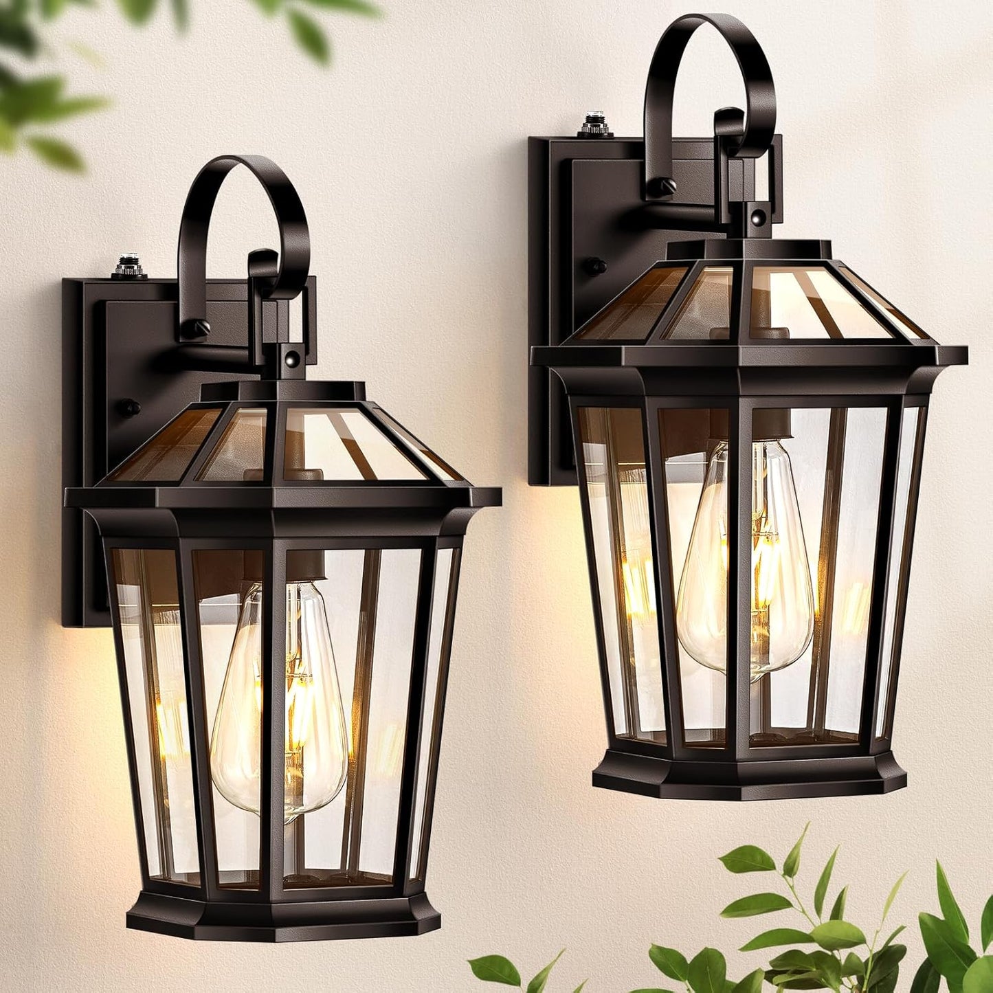 VIANIS 2-Pack Oil Rubbed Bronze Outdoor Lights Wall Mount, Dusk to Dawn Wall Lights for House Outside, Aluminium Modern Porch Lights Sconce, Exterior Wall Lantern Fixture with Waterproof, Anti-Rust