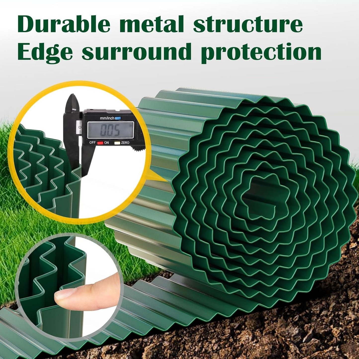 LAVEVE Corrugated Metal Garden Edging 6" x 10Ft, Landscape Edging Border for Lawn, Flower Bed, Garden Fence, Paver Edging (Green)