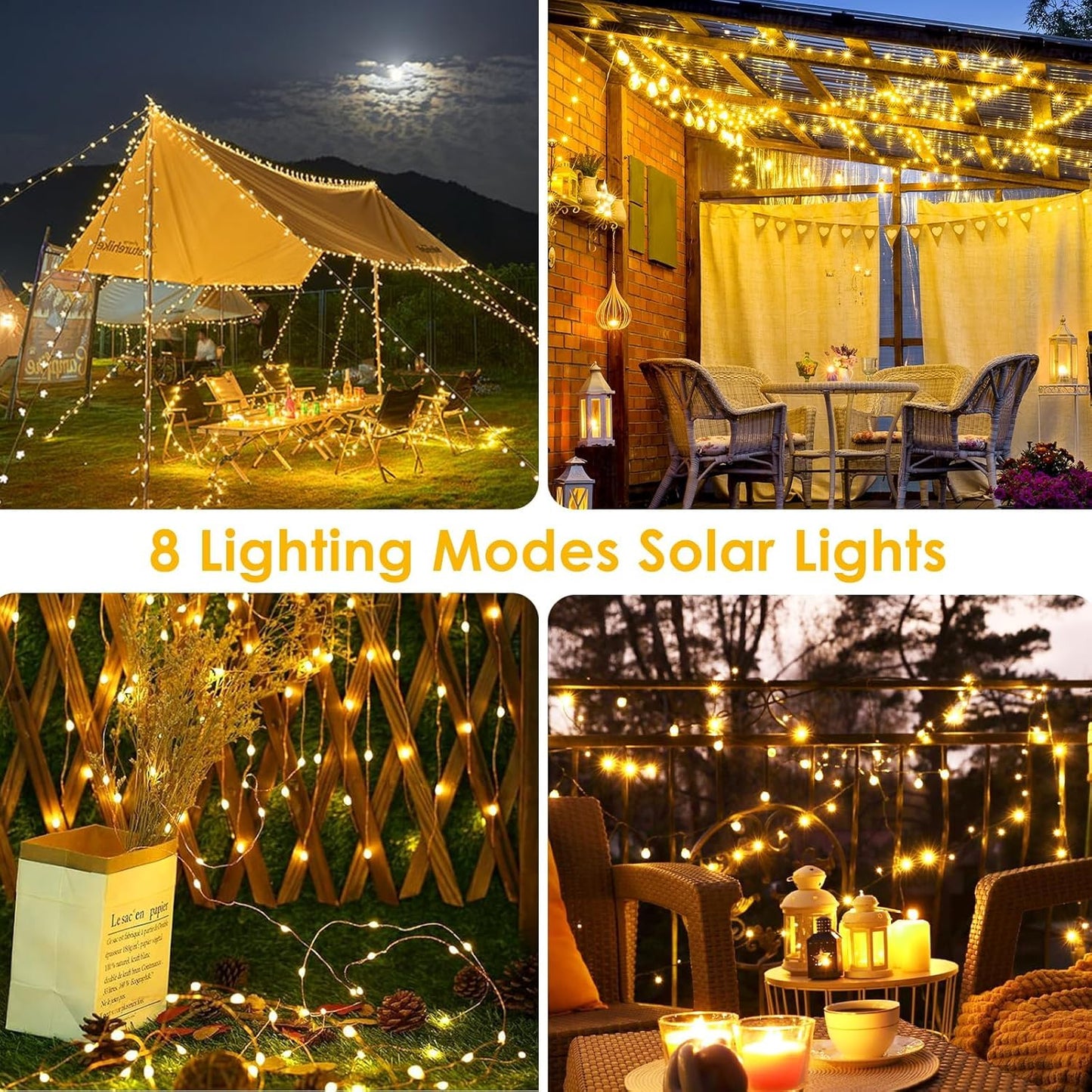 6-Pack Solar String Lights Outdoor, Extra-Long 600LED Fairy Lights Waterproof, Solar Twinkle Lights Copper Wire 8 Modes Fairy Twinkle Light for Xmas Tree Garden Party Wedding (Warm White)