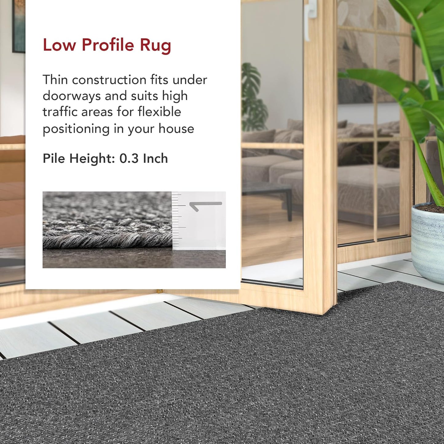 nuLOOM 2' x 12' Solid Hand Braided Indoor/Outdoor Area Rug, Pet-Friendly, High Traffic, Weather Resistant, for Patio, Balcony, Bedroom, Living, Dining Room, Wynn Charcoal