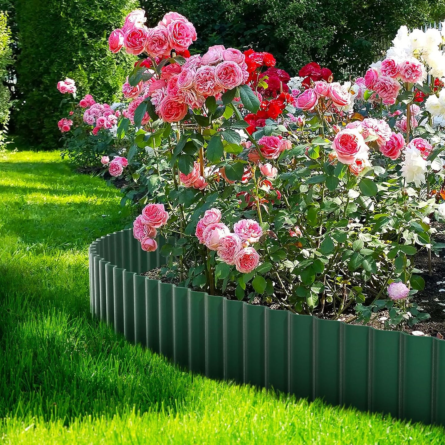 LAVEVE Corrugated Metal Garden Edging 6" x 10Ft, Landscape Edging Border for Lawn, Flower Bed, Garden Fence, Paver Edging (Green)