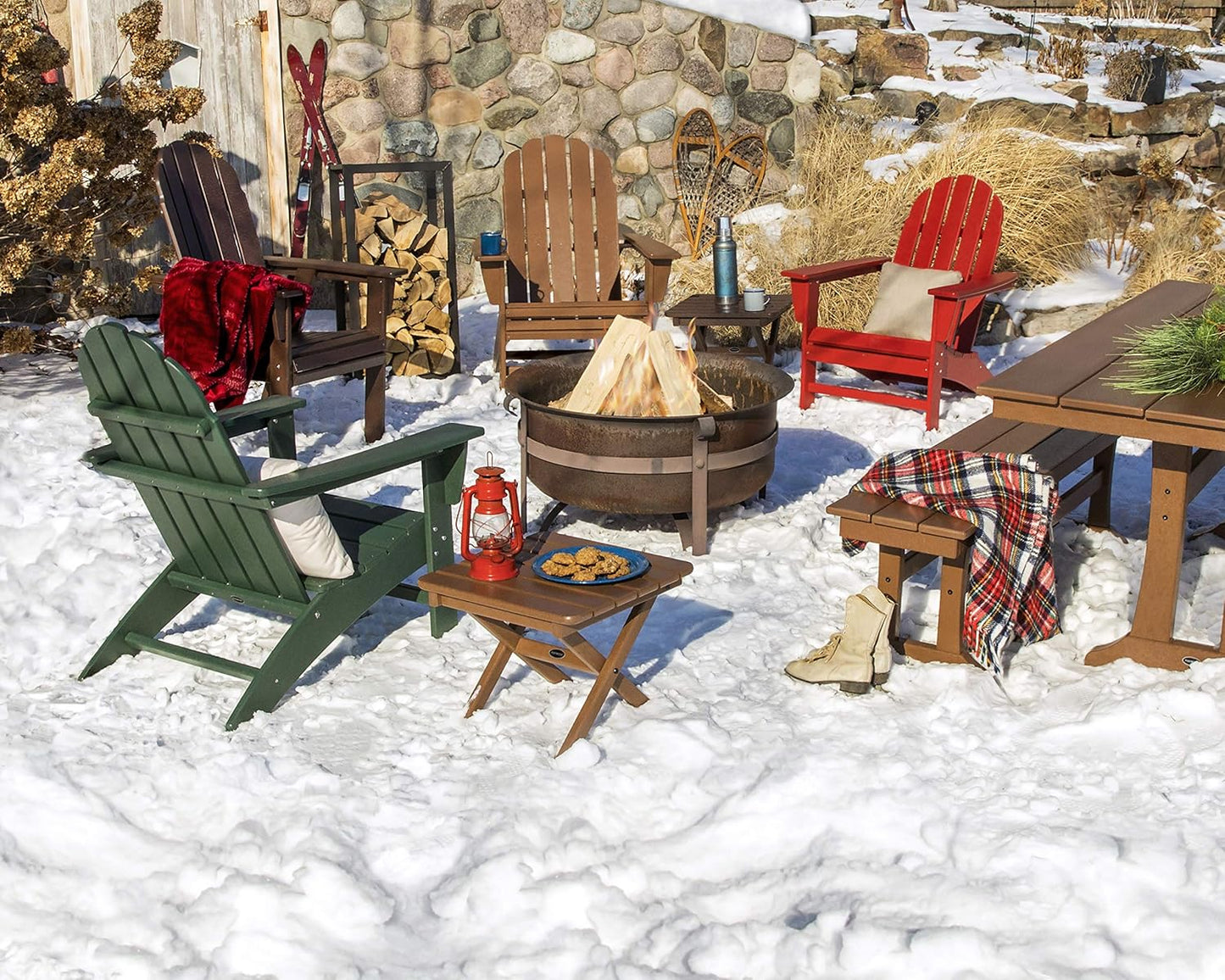 Polywood Vineyard Adirondack Chair, Sand Beige - Classic HDPE Patio Furniture for Outdoor Living, Deck, Garden, Fire Pit, Pool, Beach & Lake Dock Seating
