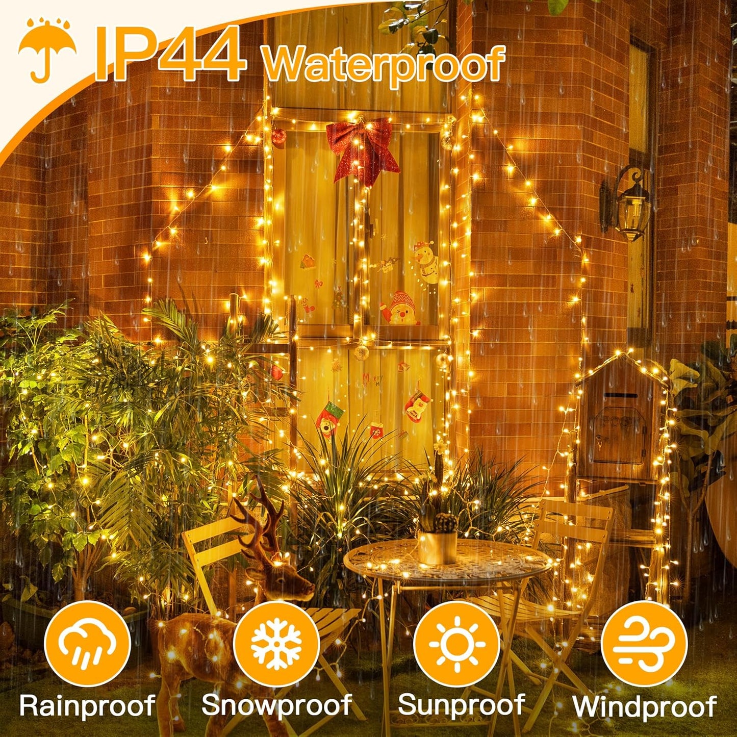 Ollny Christmas Lights Outdoor Waterproof, 1000LED 328FT Super Long String Lights with Remote 3 Timer, Plug in 8 Modes Fairy Light for Outside House Bedroom Xmas Decorations, Warm White