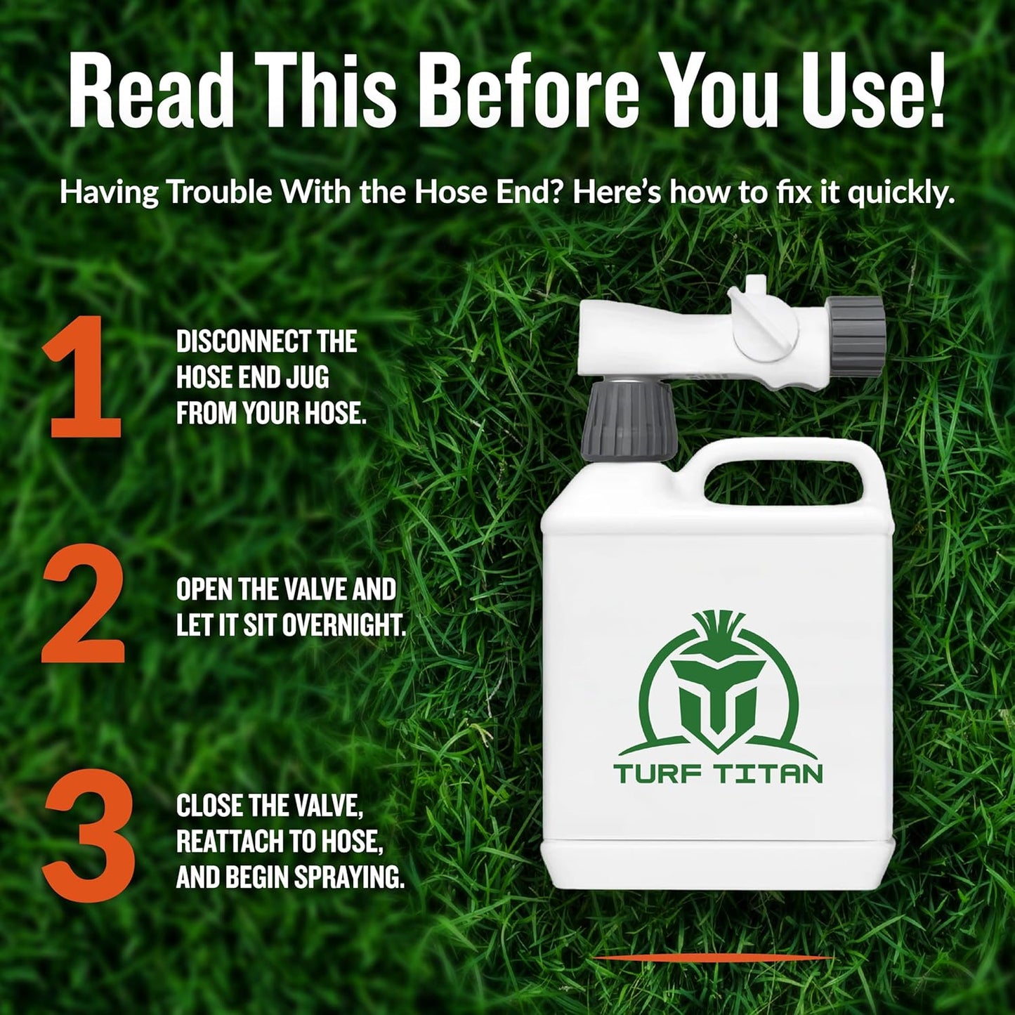 Turf Titan Lawn Striper Hose End – Iron & Nitrogen Fertilizer to Promote Dark-Green, Stripe-Defined Turfs – Kids & Pet Safe, Natural Lawn Fertilizer – Covers up to 8,000 Sq Ft