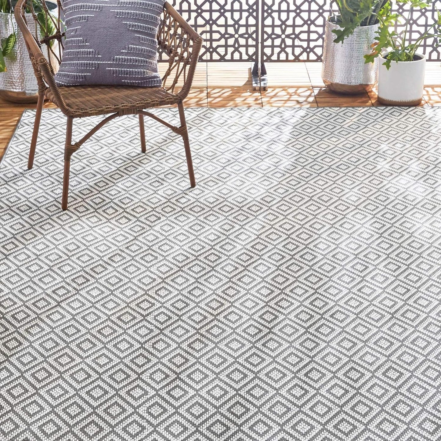 Home Dynamix Tripoli Lydia Indoor/Outdoor Area Rug 7'10"x10'2", Modern Gray