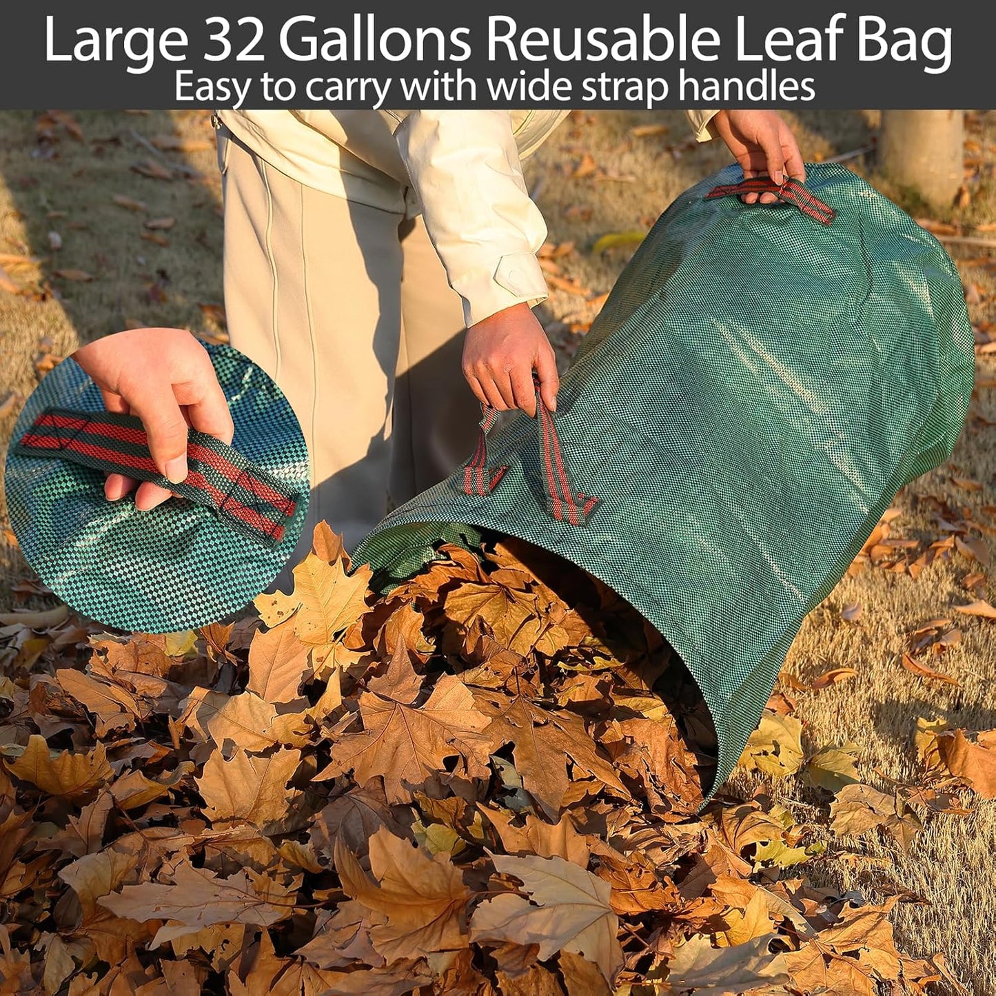 Rake, Metal Garden Leaf Rake for Leaves with 32 Gallon Lawn and Leaf Bags & Leaf Scoops, Adjustable 11 Tines 9" Wide Small Adult Kids Lawn Shrub Yard Landscape Rake Heavy Duty Long Handle 30-60