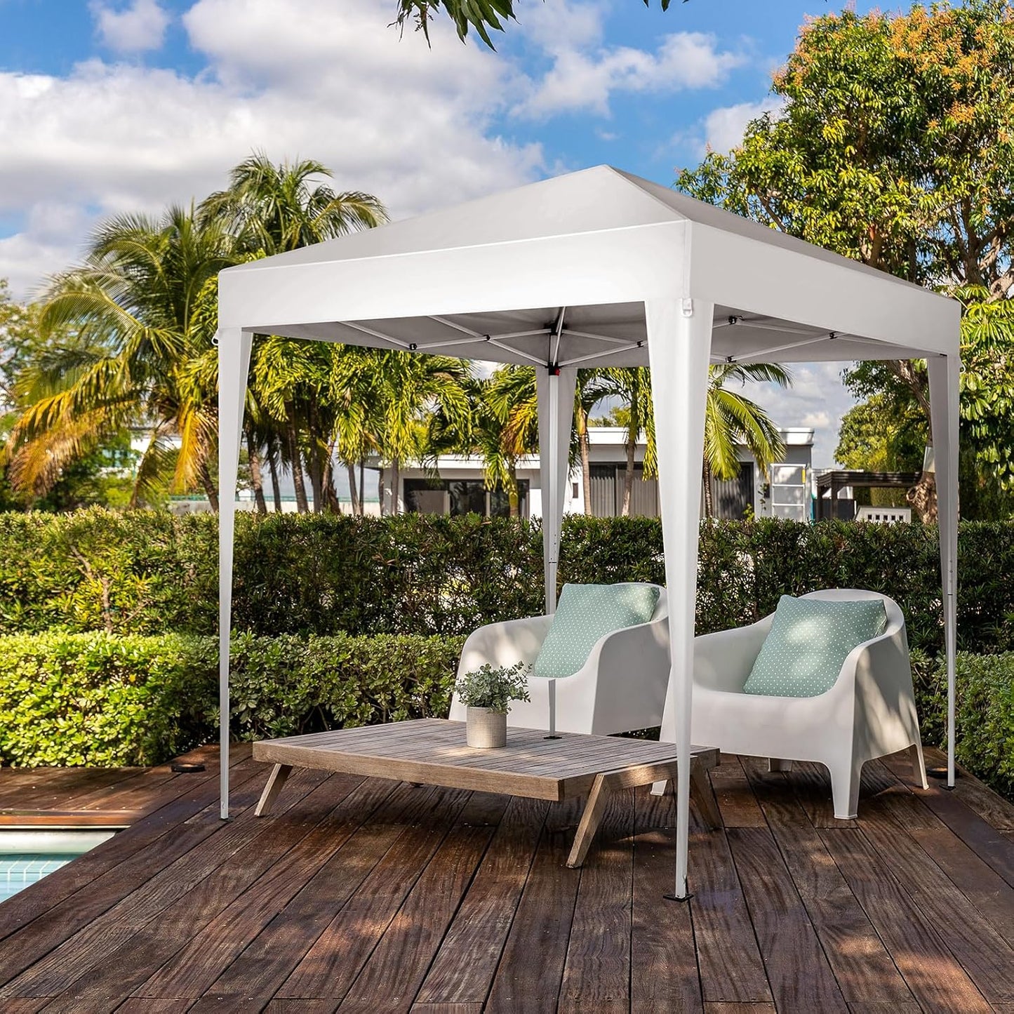 Outvita 6.5x6.5ft Pop Up Canopy Tent, Outdoor Instant Shelter Folding Canopy with Carry Bag for Commercial Events, Party, Backyard BBQ, Camping White