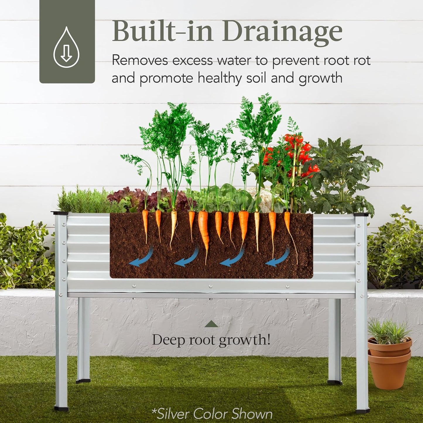 Best Choice Products 48x24x30in Galvanized Raised Garden Bed, Metal Elevated Planter Box, Vegetable Garden for Backyard, Patio, Balcony - Beige