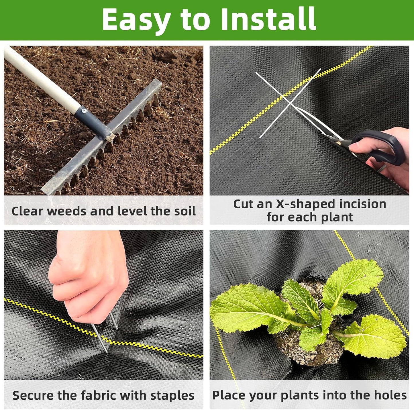Shade&Beyond 6ftx300ft Weed Barrier Fabric 3.5oz Heavy Duty Landscape Fabric with Superior Permeability Weed Control, Garden Woven Ground Cloth with Staples