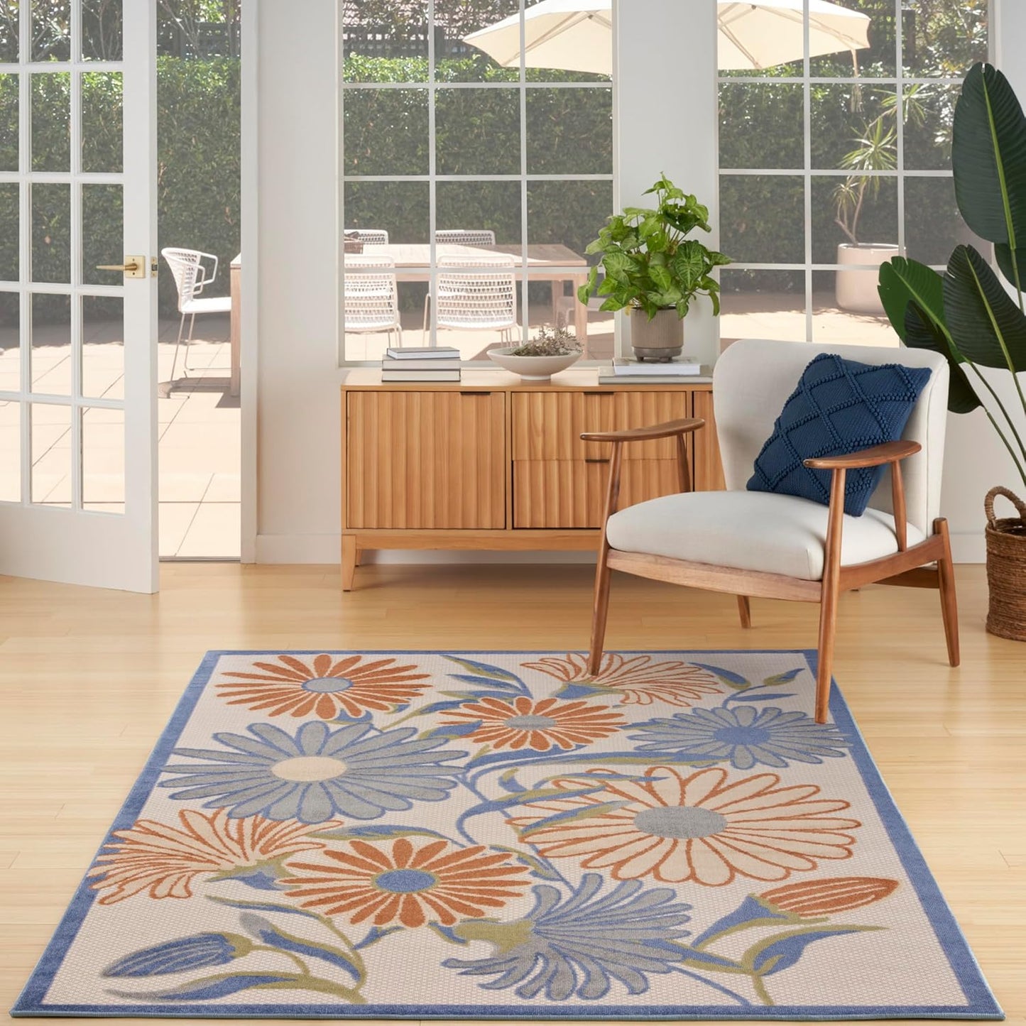 Nourison Home Aloha Beige Multicolor 3'6" x 5'6" Area Rug - Easy Cleaning, Non Shedding, Bed Room, Living Room, Dining Room, Kitchen (4' x 6')
