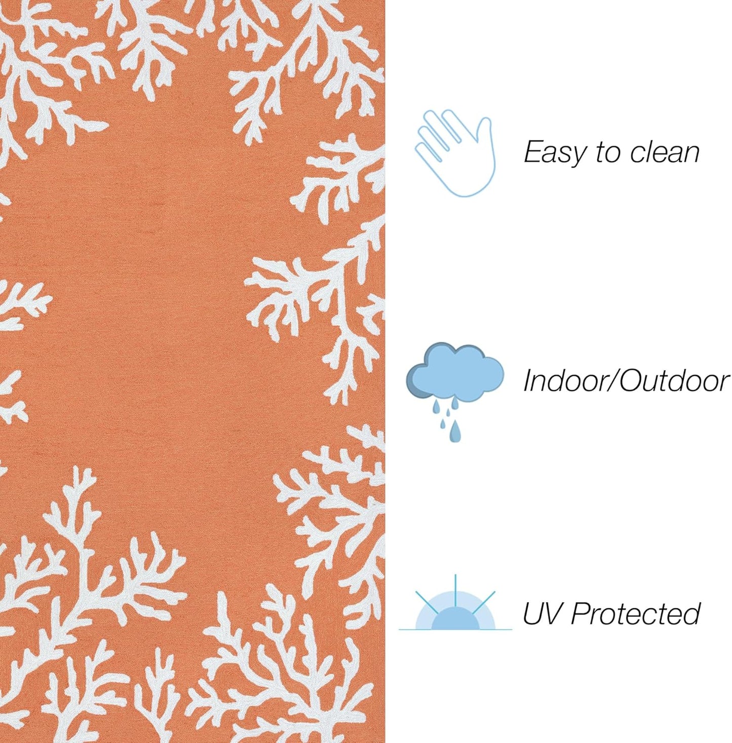 Liora Manne CAPRI Indoor/Outdoor Handmade Synthetic Blend Durable Area Rug - Traditional Border Coastal Beach Accent (Coral Border Coral) (2'6" x 4')