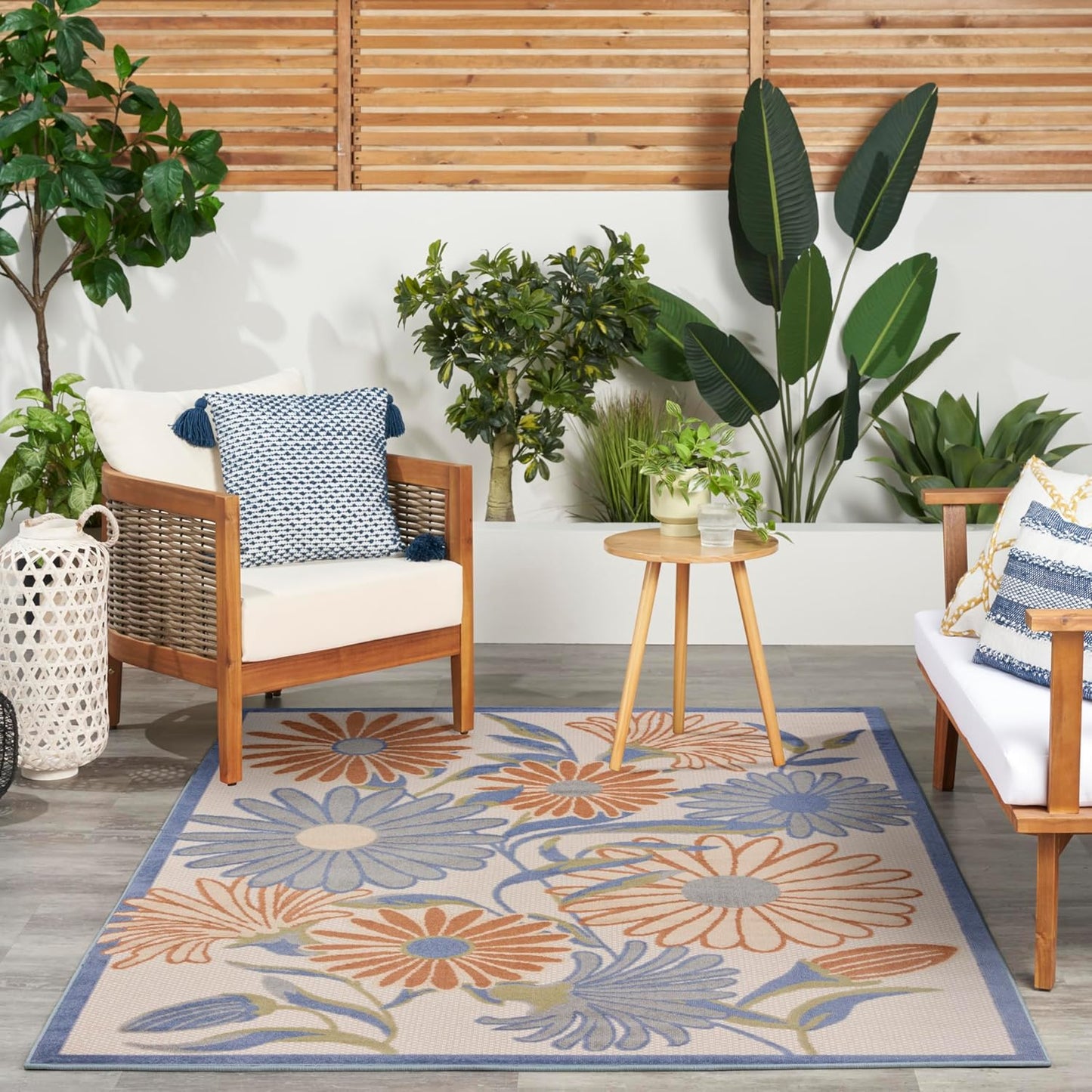 Nourison Home Aloha Beige Multicolor 6' x 9' Area Rug - Easy Cleaning, Non Shedding, Bed Room, Living Room, Dining Room, Kitchen (6' x 9')