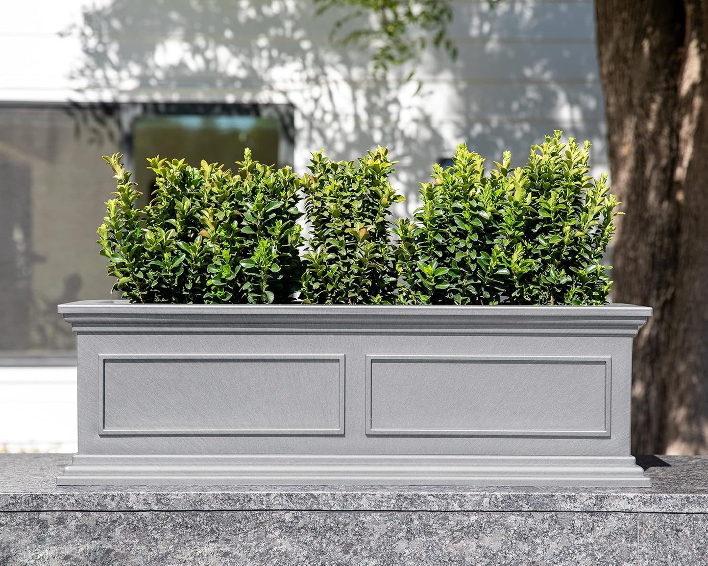 Veradek Brixton Window Box Plastic Planter - Large Rectangular Planter for Outdoor Balcony/Windowsill | Crack-Resistant All-Weather | Classic Estate Design for Flowers, Herbs, Succulents