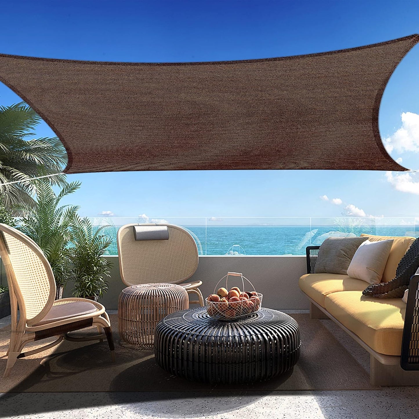 16' x 17' Brown Rectangle Sun Shade Sail SSP1212 Canopy Durable Fabric UV Block Awning,We Make Custom Orders
