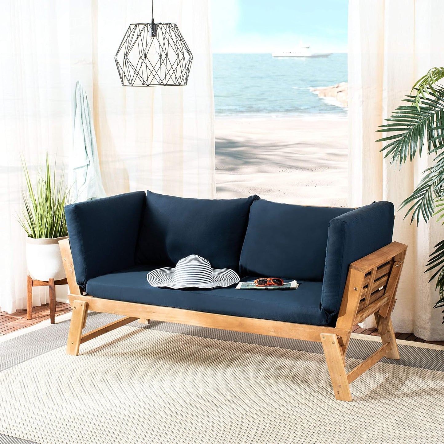 SAFAVIEH PAT6745A Outdoor Collection Tandra Grey Modern Contemporary Daybed Day Bed