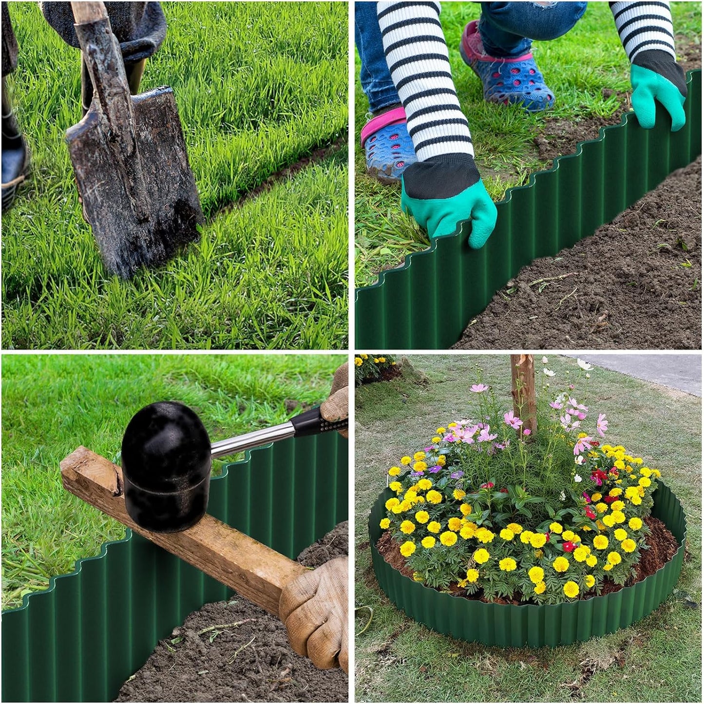 LAVEVE Corrugated Metal Garden Edging 6" x 10Ft, Landscape Edging Border for Lawn, Flower Bed, Garden Fence, Paver Edging (Green)