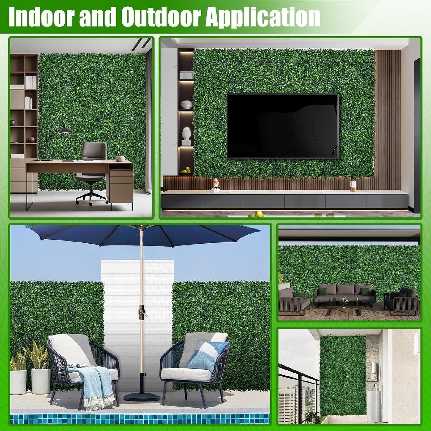 Artificial Boxwood Roll,40x120 in(33.3 sqft) UV-Anti Faux Ivy Grass Wall Backdrop for Balcony Privacy, Fake Grennery Wall Decor for Garden, Patio, Backyard