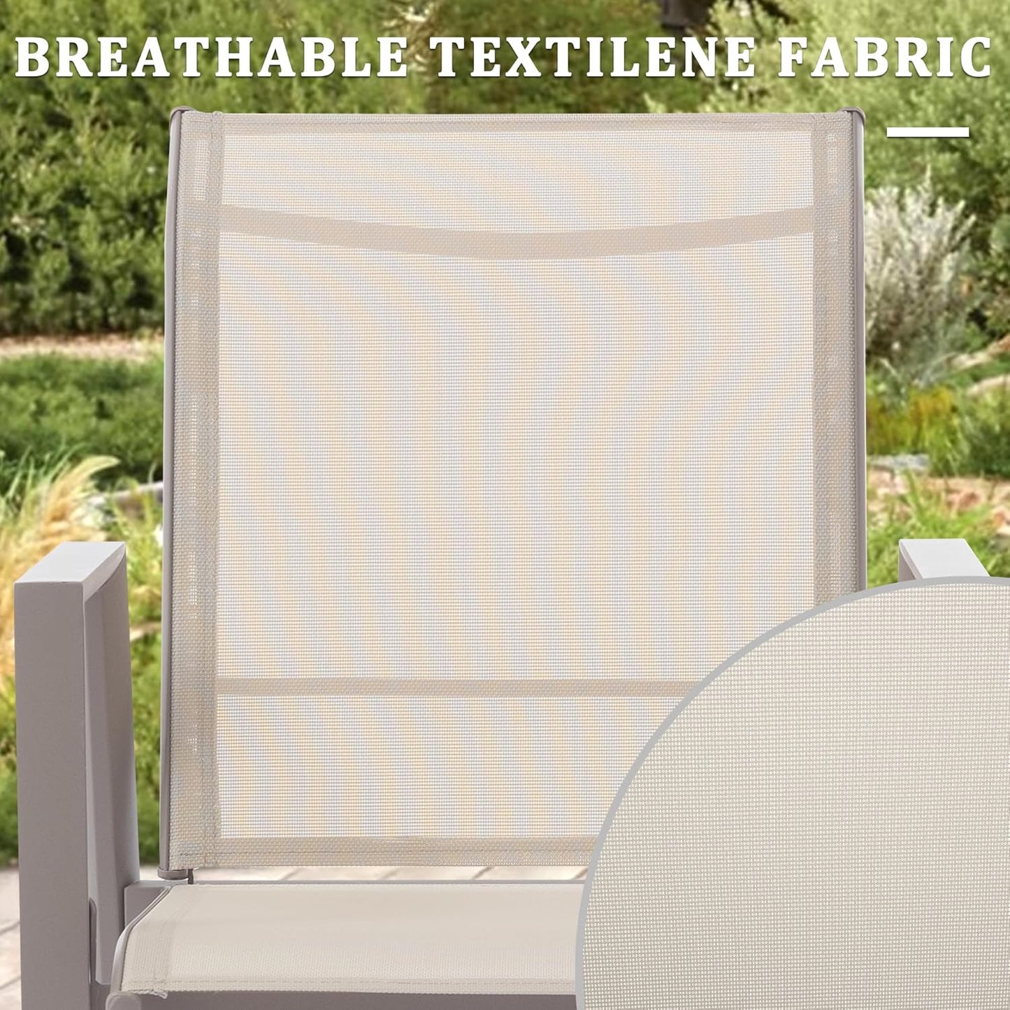 Outdoor Patio Chairs Set of 4, Ivory Beige Stackable Outdoor Chairs, Lightweight Patio Set with High Back, Metal Dining Chair for Lawn, Garden, Yard and Deck