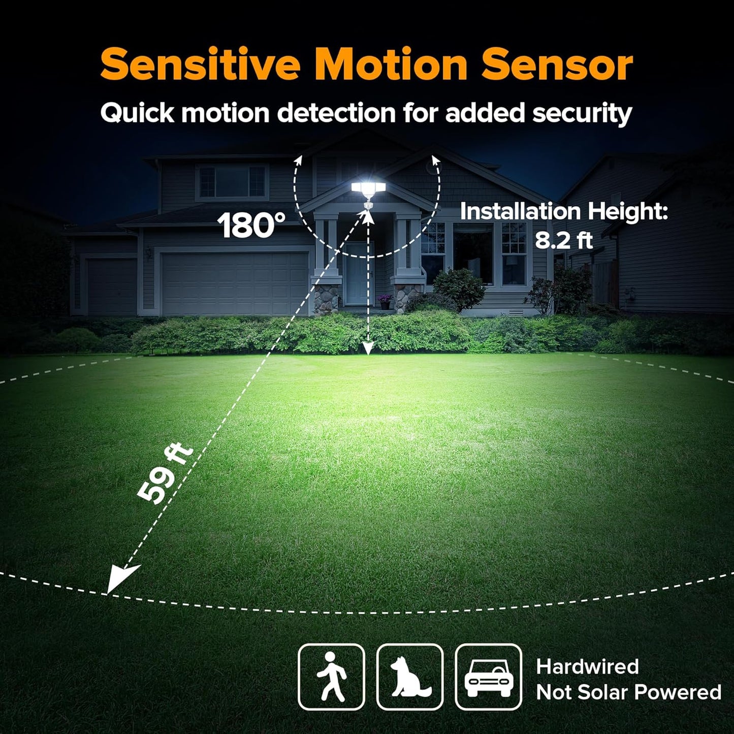 LUTEC 84W 9500LM LED Security Light Motion Sensor Outdoor Lights with Night Light, 4 Head LED Flood Lights Outdoor 5000K Daylight, IP65 Waterproof, Motion Detected Lights for Outside (White)