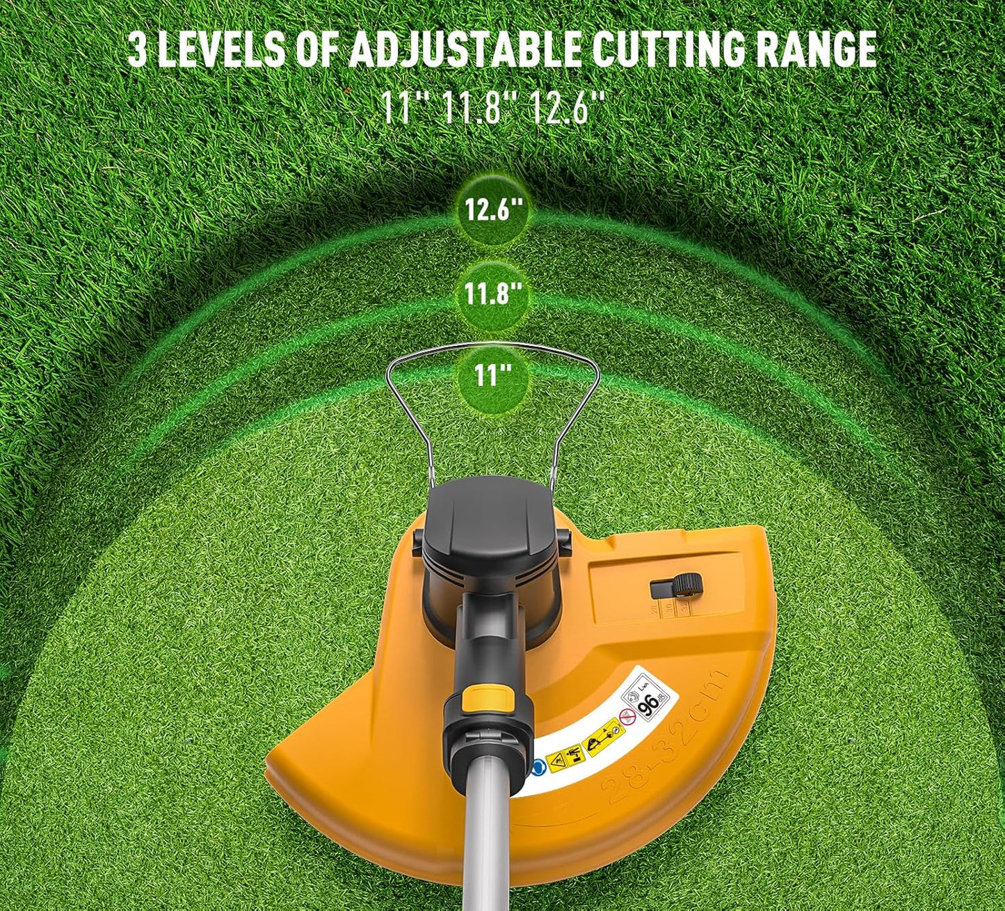 40V Cordless Weed Whacker, 4Ah Battery Powered Weed Eater, 3-Positions Adjustable Cutting Width Grass Trimmer, Telescopic Aluminum Shaft String Trimmer, Battery & Charger Included