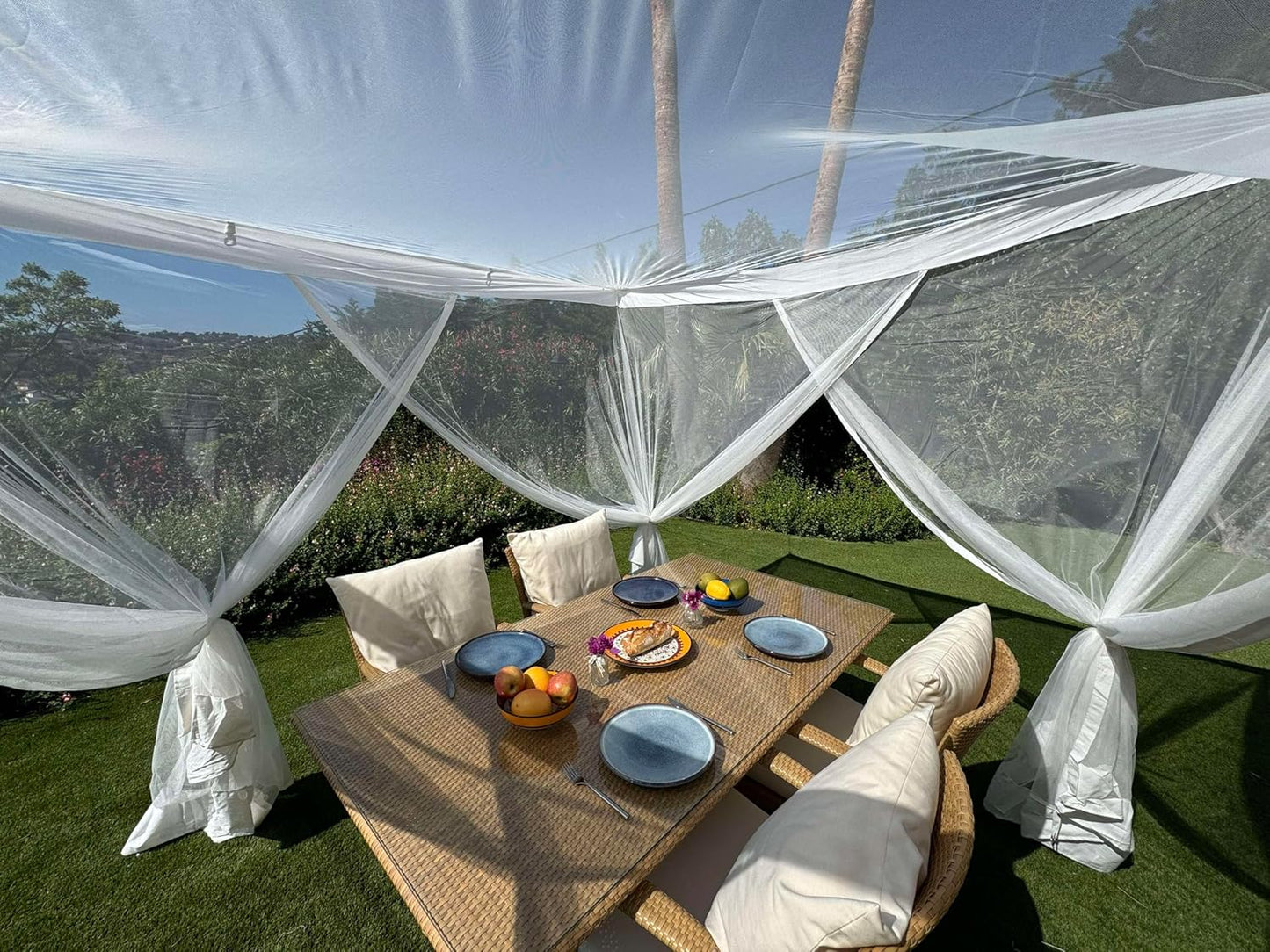 Mosquito Net for Patio 11.5 x 8.2 FT | Very Large Sizes & Fabric Designed for Outdoors | Insect House Screen Netting for Gazebo, Porch & Garden Terrace | White Outside Canopy Bug Protection