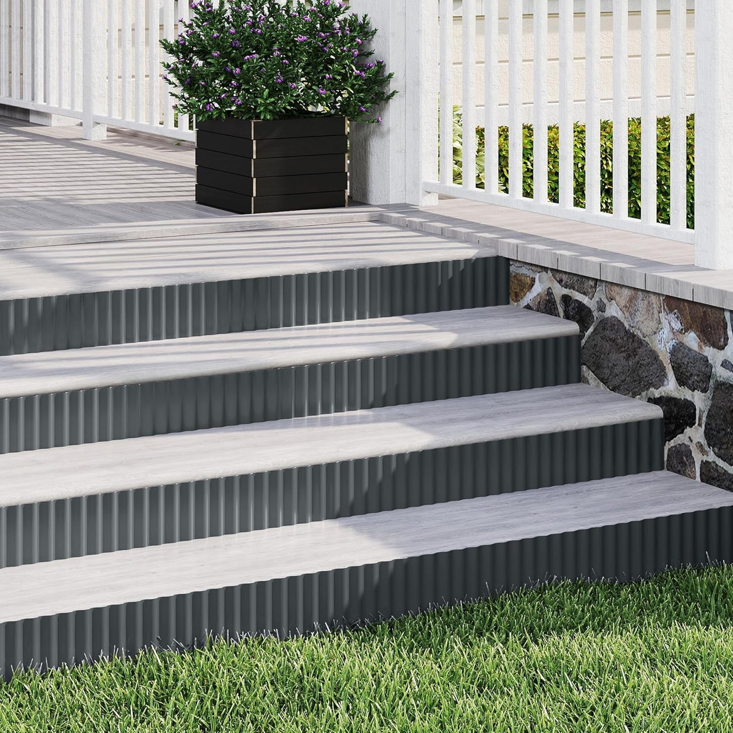 Metal Garden Edging Border, Corrugated Steel Landscaping, DIY for Lawn (Black, 6 Inch x 40FT)