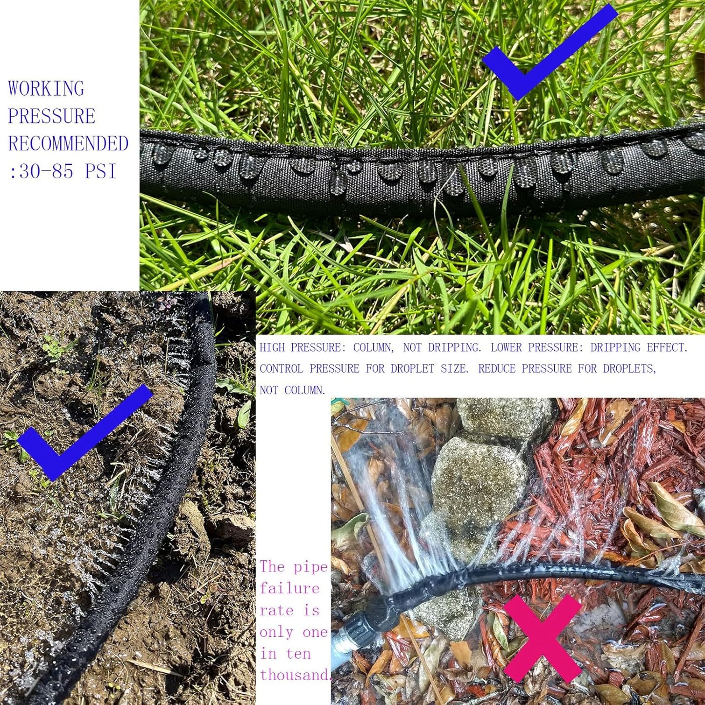 2025 Flat Soaker Hose 25 ft with Stakes for Garden, 25ft Linkable Drip Hose Diy Garden Irrigation System Saving 80% Water, Dual-layer Leak-free Design Water Hose with Holes