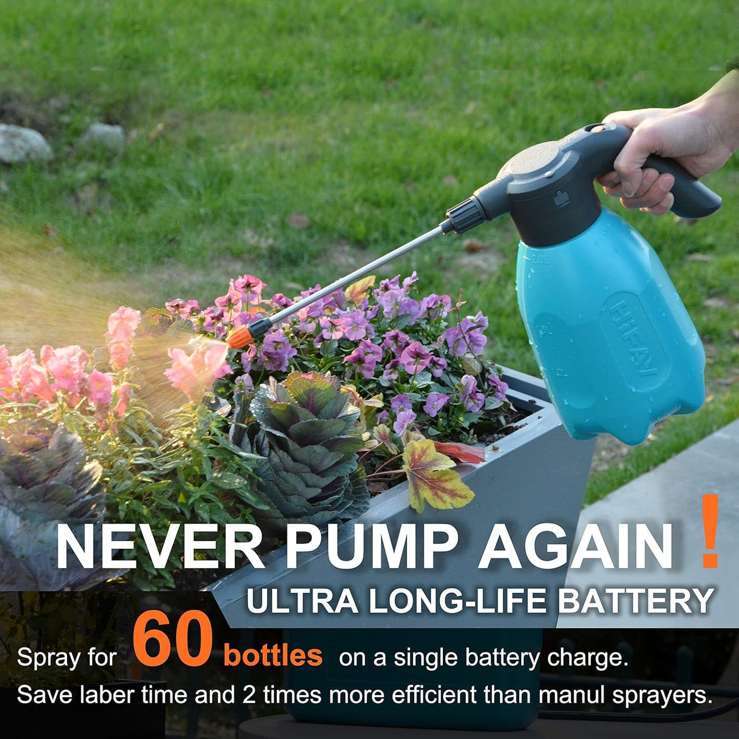 ES2-PRO Electric Spray Bottle 2L/0.5Gallon, Rechargeable Battery Powered Sprayer Spray 60 Bottles On a Single Charge, Automatic Plant Mister，Pump Sprayer,Indoor Watering Can for Plants