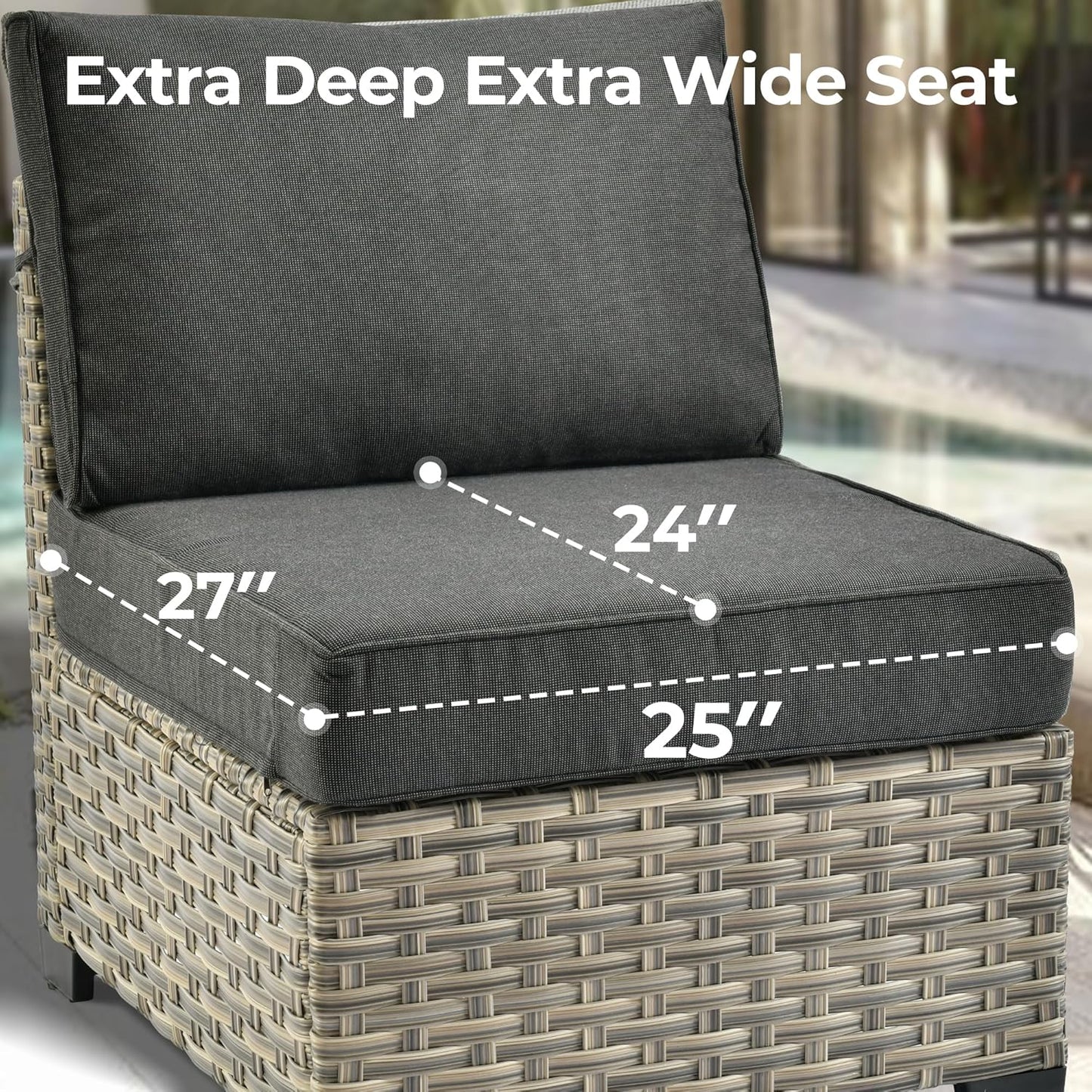 HOOOWOOO Outdoor Sectional Patio Furniture Set with Fire Pit Table,9 Pieces Wicker Conversation Sets,Extra Deep Out Door Sofa Outside Furniture Couch Swivel Chairs Ottoman,Black