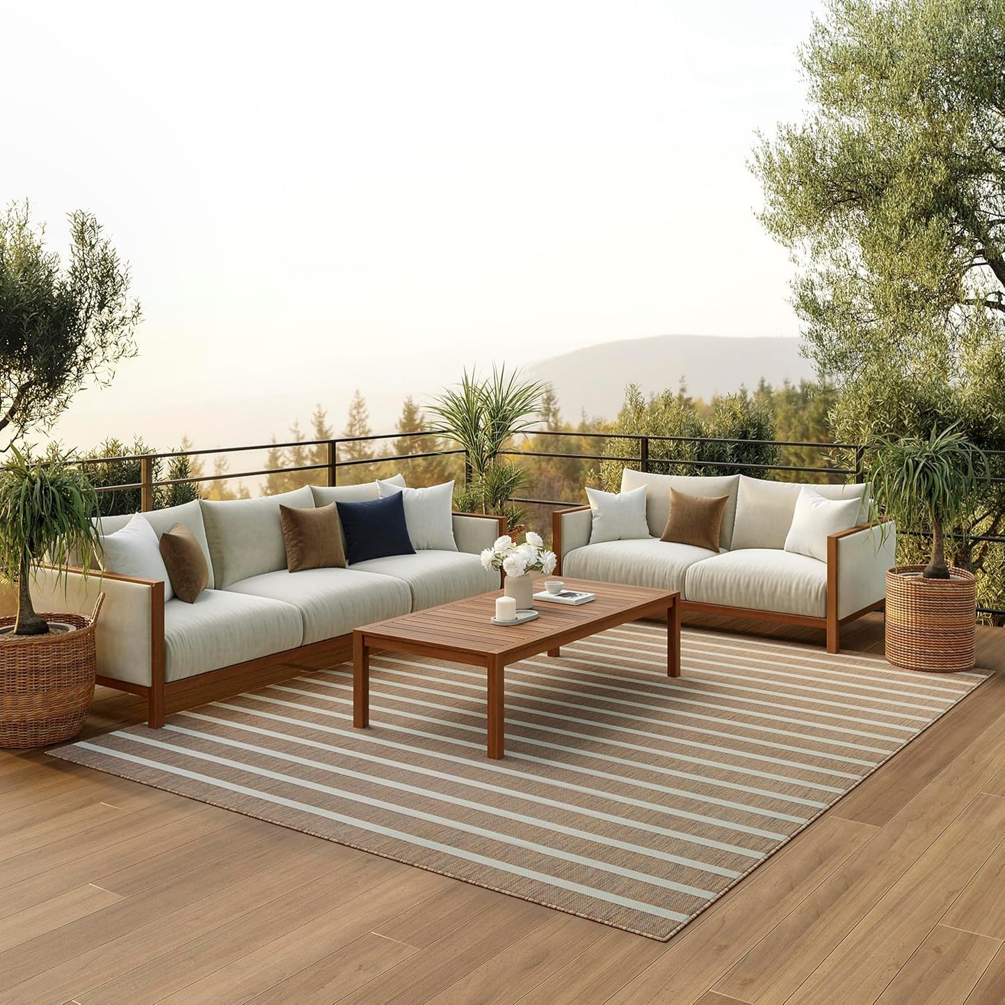 Nourison Home Positano Indoor/Outdoor Jute Ivory 8' x 10' Area Rug, Easy Cleaning, Non Shedding, Bed Room, Living Room, Dining Room, Backyard, Deck, Patio (8x10)
