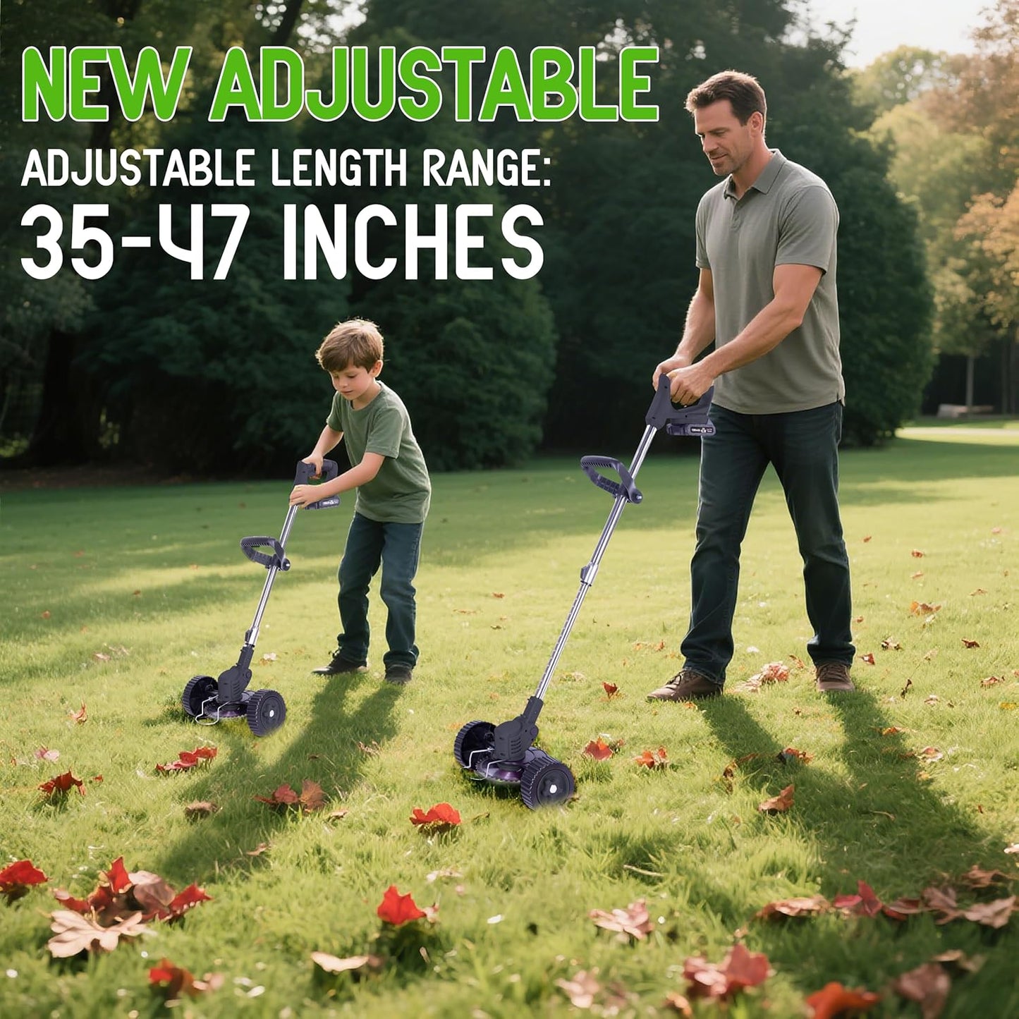 Weed Wacker Cordless Adjustable Weed Eaters 3 in 1 Electric String Trimmer Lawn with Two Battery with Charger Comes with Multiple Blades for Yard,Green,Garden(Black)