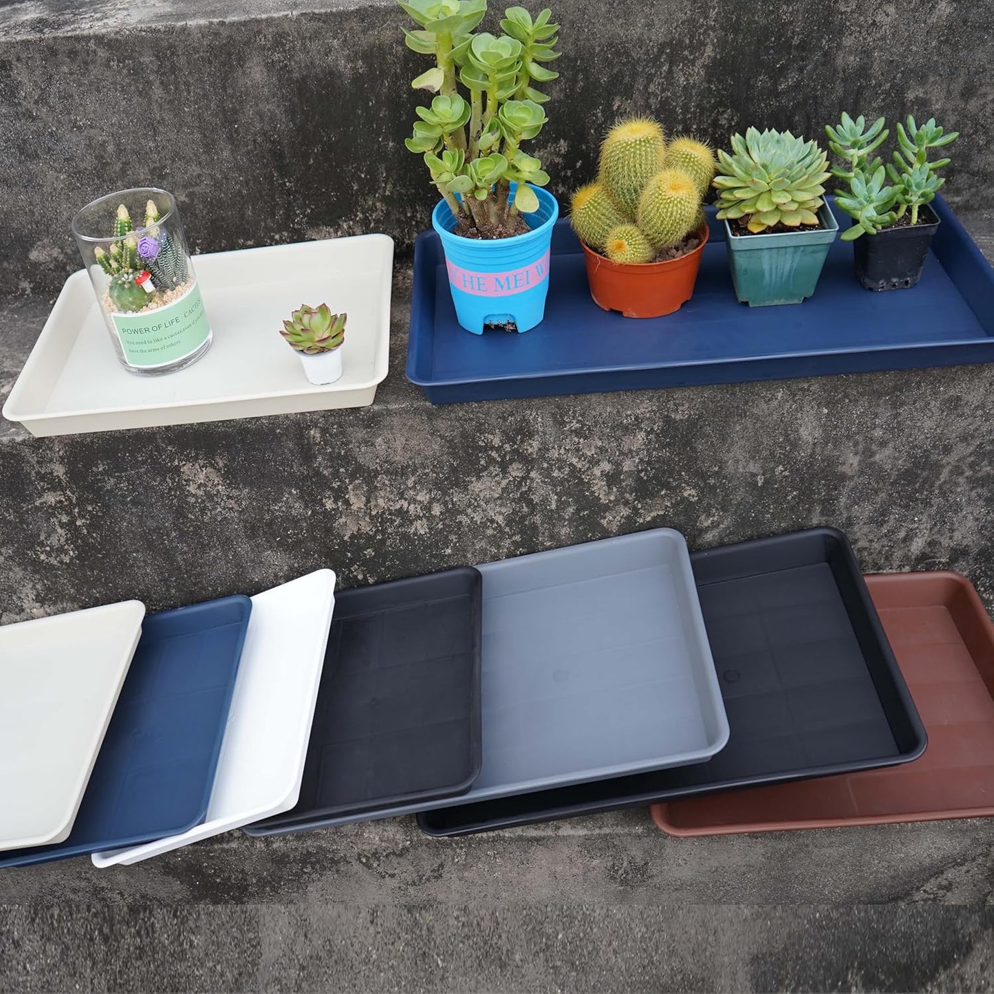 Rectangle Plant Tray, Plant Drip Tray, Plant Pot Saucers, Plant Germination Trays, Plant Saucers, 14.5'' x 11'' x 1.5'' (2 pack), Gray