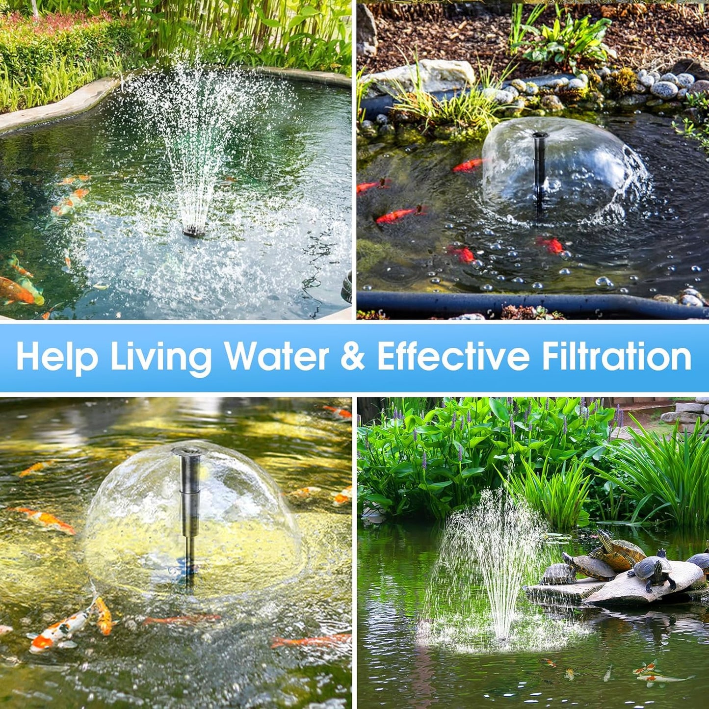 POPOSOAP Pond Filter with Pump Fountain Kits, 660GPH Pond Filter with 40W Pond Pump & Fountain Kit, Koi Pond Filters for Outdoor Ponds Clean, Clear, and Add Water Features(Corded Electric)