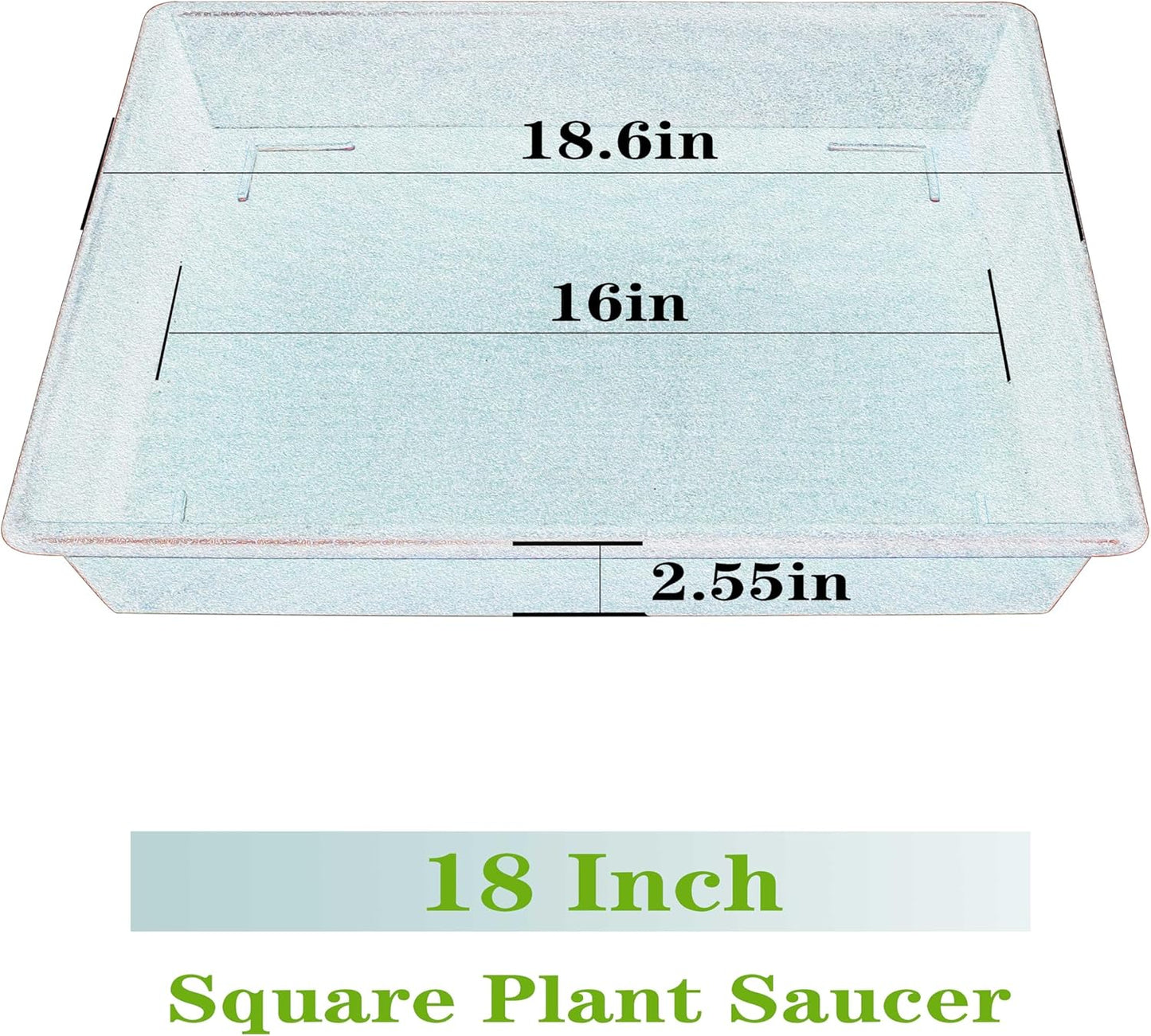 Square Plant Saucer 18 Inch 4 Pack, Plant Stand Plant Trays for Pots Heavy Duty Plastic Plant Saucers for Indoors Outdoors, Flower Pot No Holes Terracotta Plant Lover Gardening Gifts