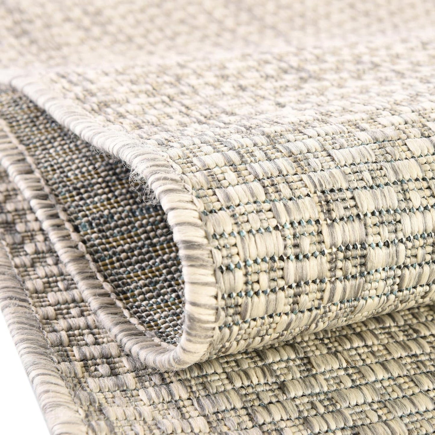 Unique Loom Collection Casual Transitional Solid Heathered Indoor/Outdoor Flatweave Area Rug (13' Square, Light Gray/Ivory)