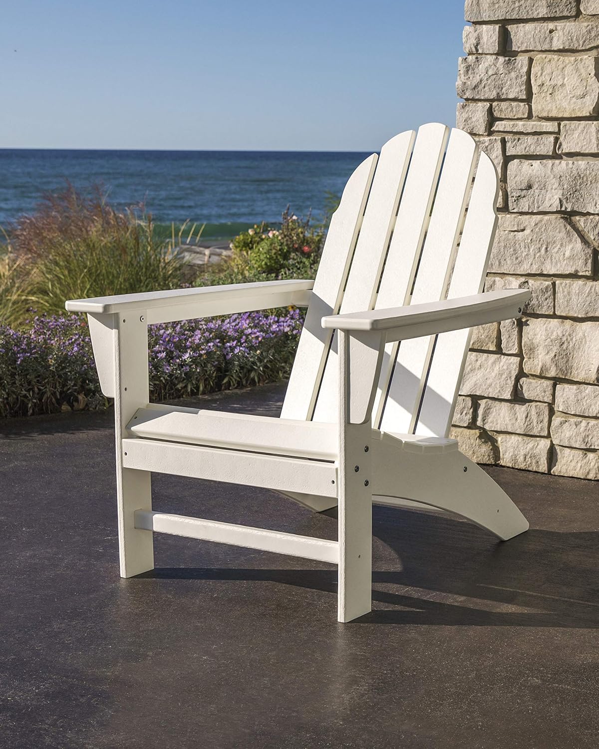 Polywood Vineyard Adirondack Chair, Green - Heavy Duty HDPE Patio Furniture for Outdoor, Deck, Garden, Fire Pit, Pool, Beach, Lawn, Backyard - Classic Comfort Lounge Seating