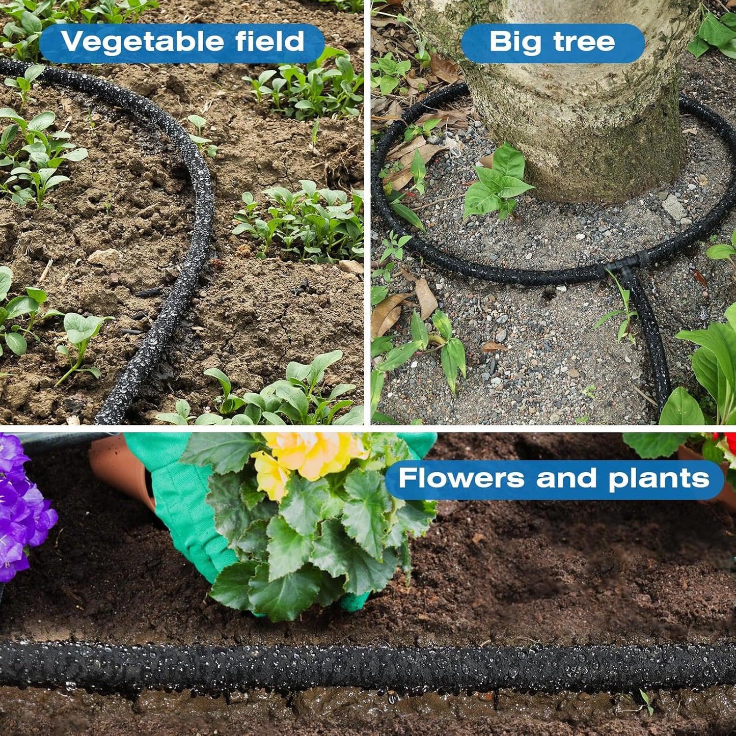 Soaker Hose 25FT Heavy Duty Rubber Saves 75% Water End Cap Included for Additional Hose Connect Great for Gardens/Flower Beds