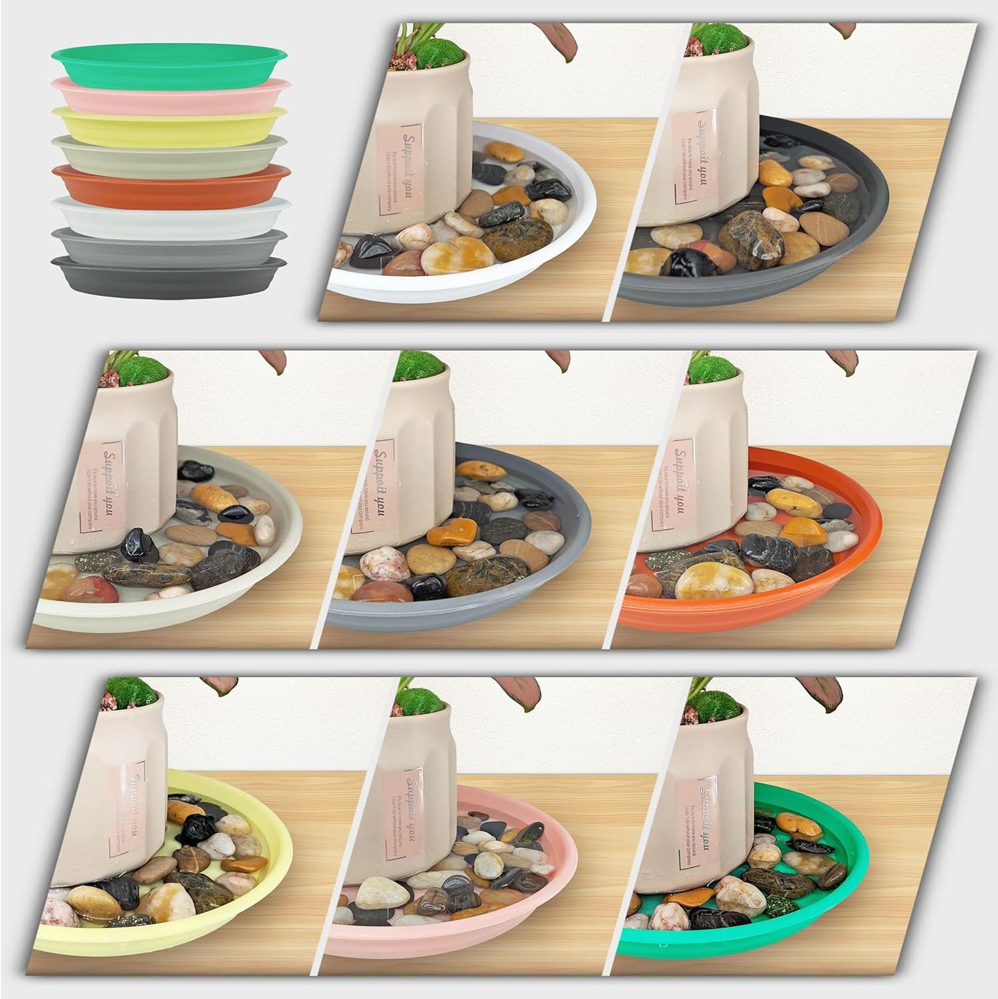12Pcs Colourful Plant Saucer, 6 8 10 Inch Durable Plastic Plant Tray, Round Plant Pot Saucers, Drip Tray for Indoor and Outdoor Garden, White
