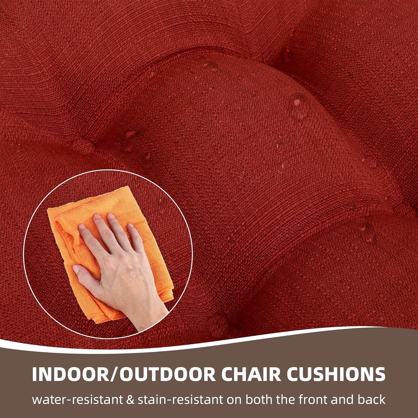 RACE LEAF 17" x 17" Patio Chair Seat Pads Red - Outdoor/Indoor Patio Cushions Set of 2 - Replacement Cushions for Chairs and Seating - Olefin Seat Pads for Porch, Deck, and Garden Seats