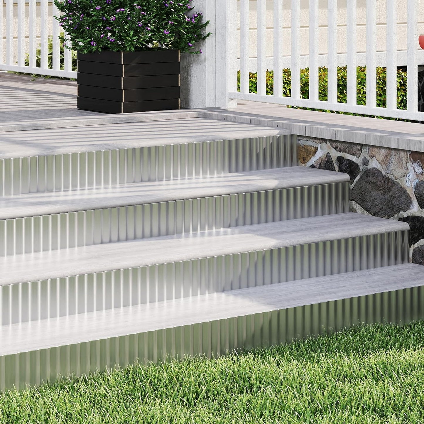 Metal Garden Edging Border, Corrugated Steel Landscaping, DIY for Lawn (Silver, 10 Inch x 10FT)