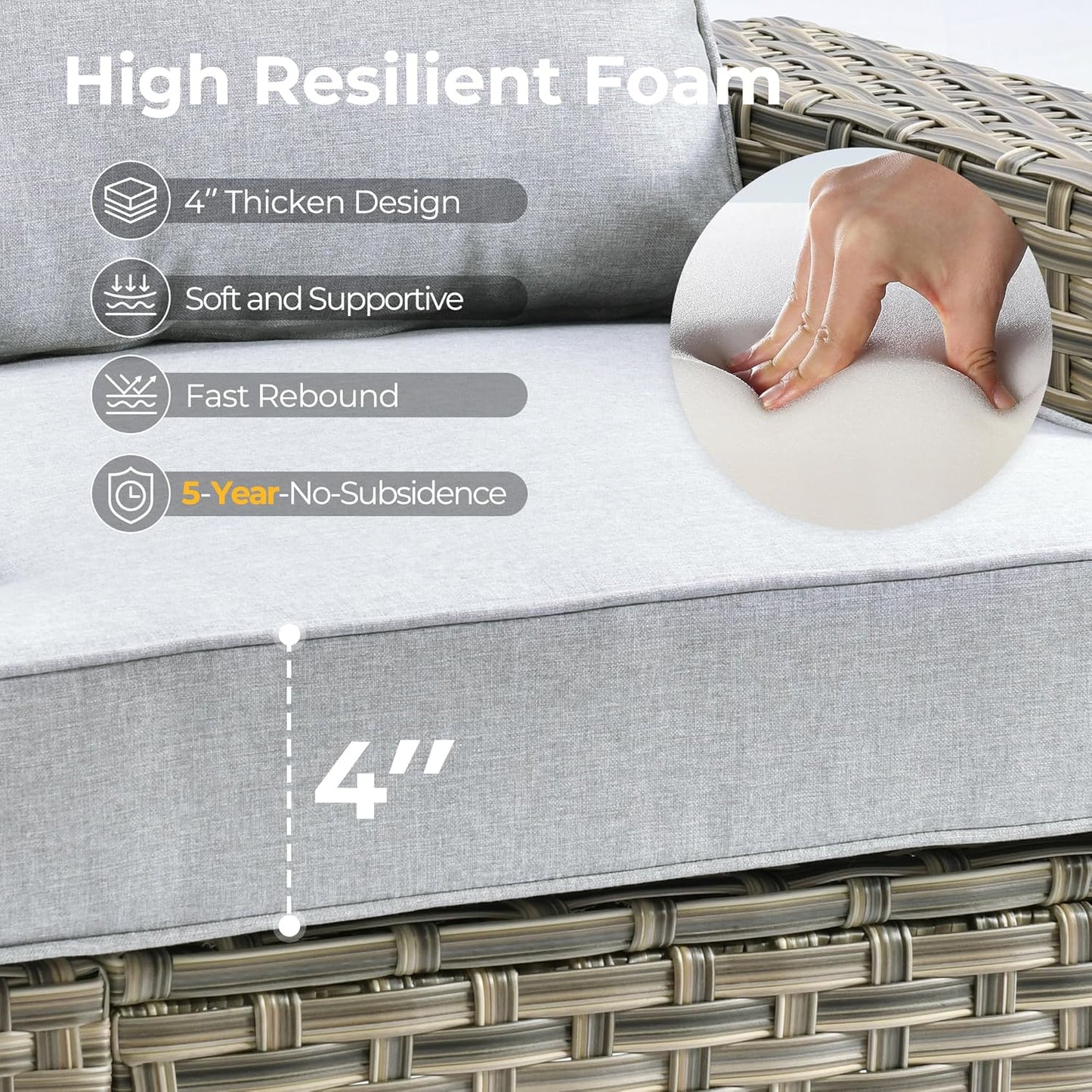 HOOOWOOO Outdoor Sectional Patio Furniture Set with Fire Pit Table,13 Pieces Wicker Conversation Sets L Shaped Couch,Extra Deep Out Door Sofa Outside Furniture with Swivel Chairs,Light Gray