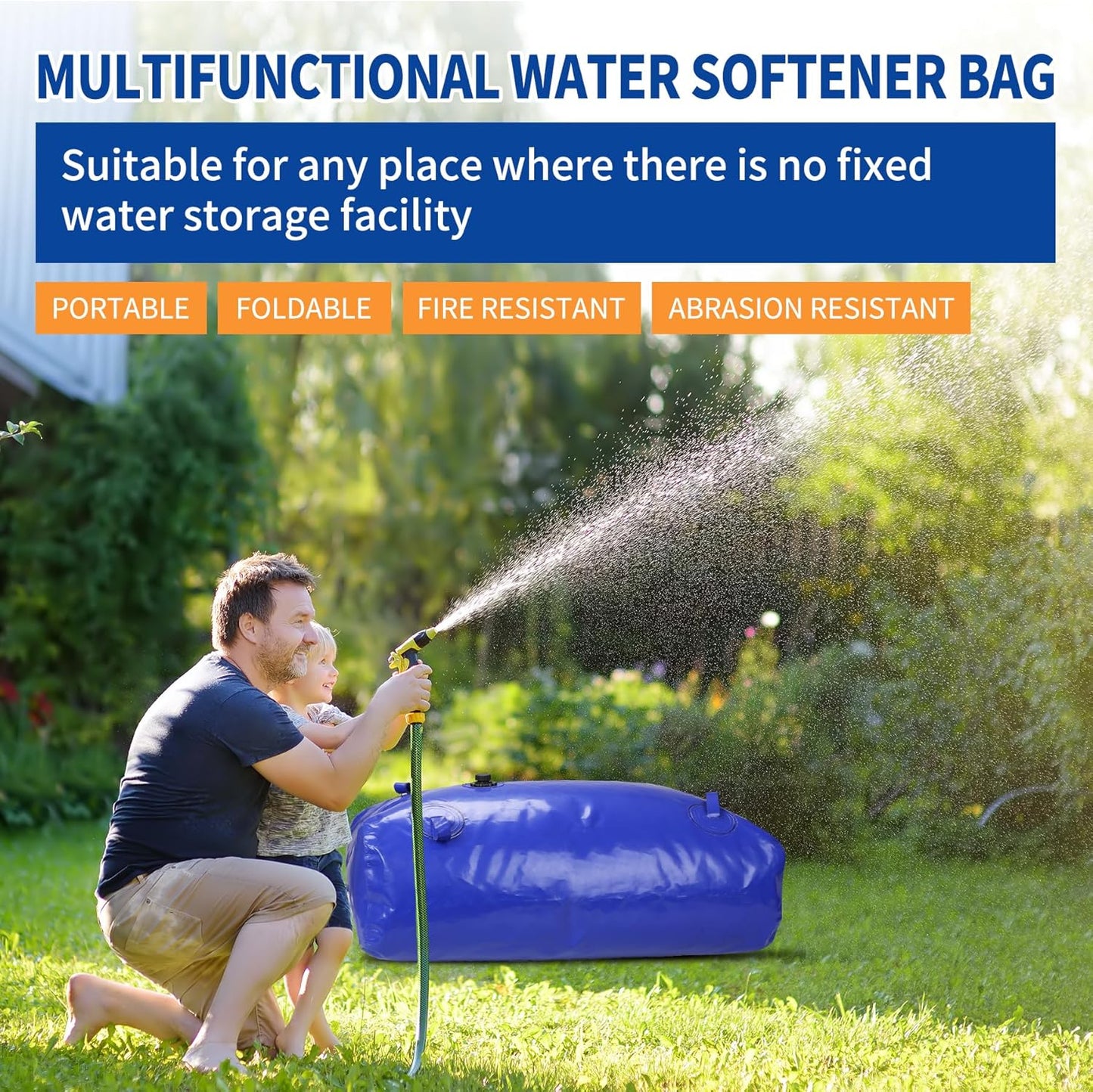 MXQMKL 4000 L/1000 gal Water Bladder Storage Containers, Foldable Portable Water Tank Large Capacity Soft Water Bag, Drought Resistance, Fire Prevention, Emergency Water