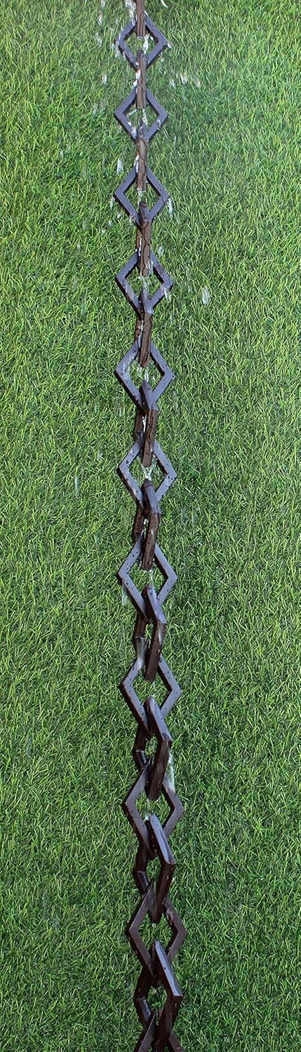 KAM Home Diamond Links Rain Chain with Installation Kit (Brown, 8.5)