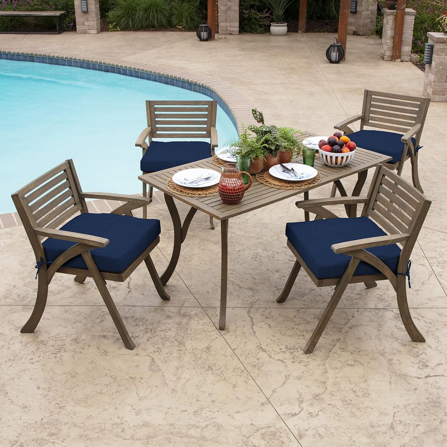 Arden Outdoor Seat Cushion, 19 x 19, Rain-Proof, Fade Resistant Sapphire Blue Leala